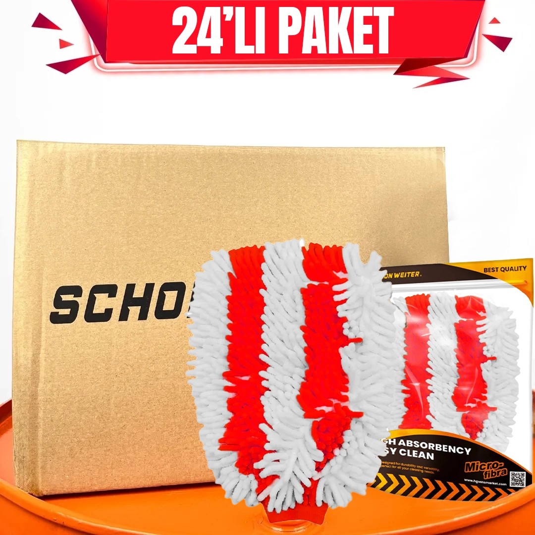 Schön Weiter Double Face Mikrofiber Makarna Yıkama Eldiveni – Kırmızı Beyaz – 24’lü Paket