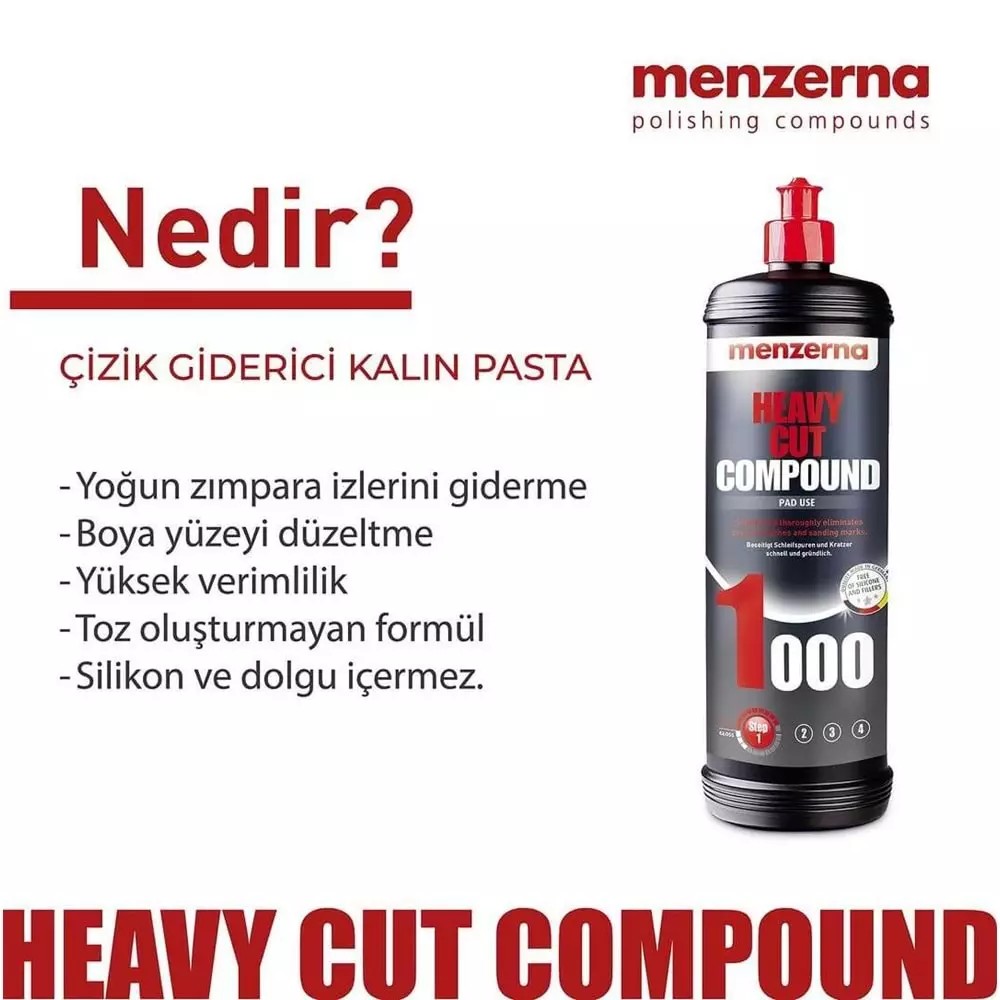 Menzerna 1000 Heavy Cut Compound Çizik Giderici Pasta Cila 1LT