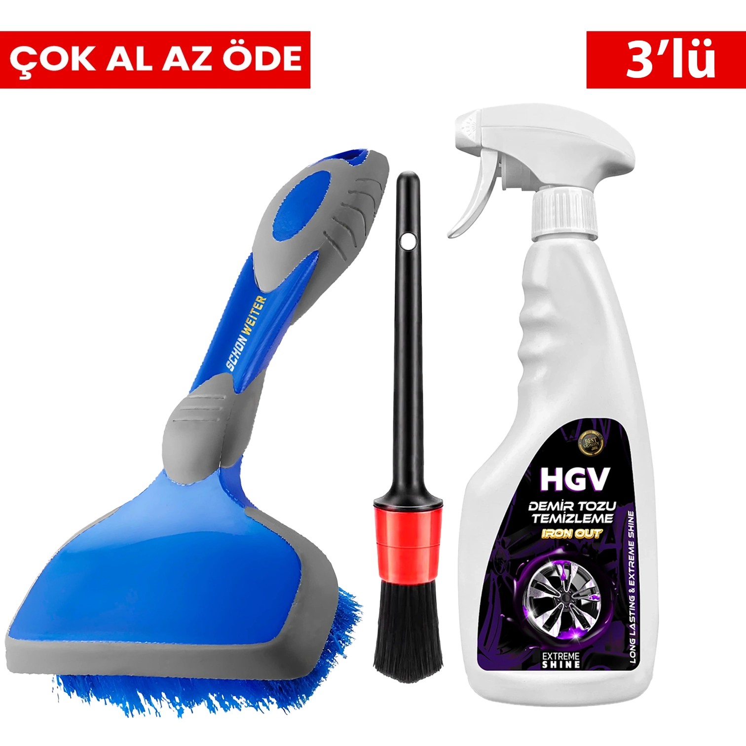 Jant ve Davlumbaz Temizliğinde Sert Takım – 3’lü Profesyonel Temizlik Seti
