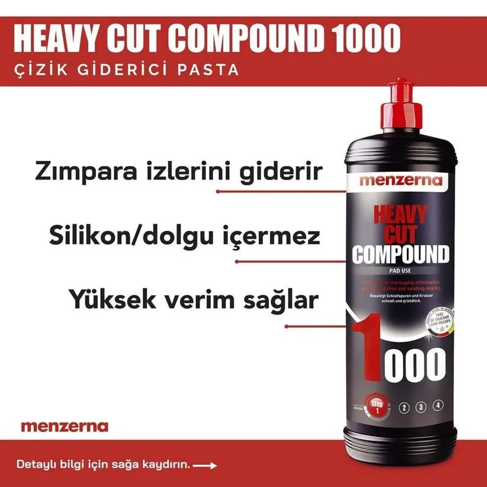 Menzerna 1000 Heavy Cut Compound Çizik Giderici Pasta Cila 1LT