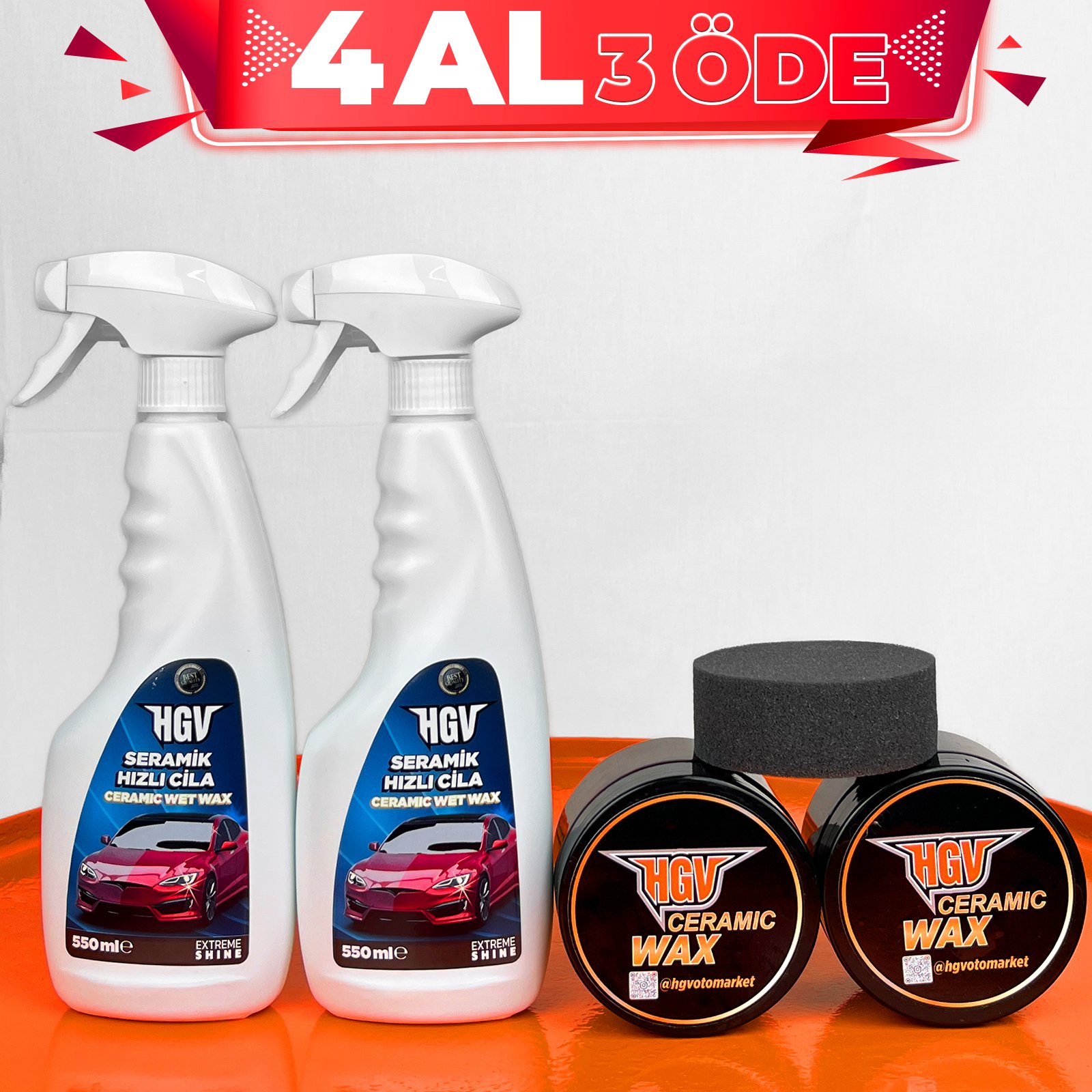 HGV 2 Adet Seramik Hızlı Cila + 2 Adet Seramik Wax + Cila Pedi (Hediye) 4 Al 3 Öde