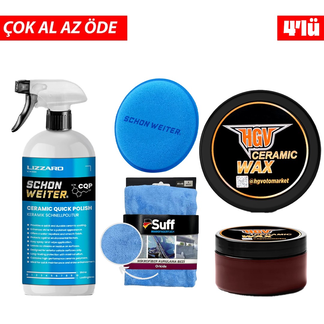 ÇOK AL AZ ÖDE! 4’LÜ Seramik Wax + Seramik Katkılı Hızlı Cila Seti