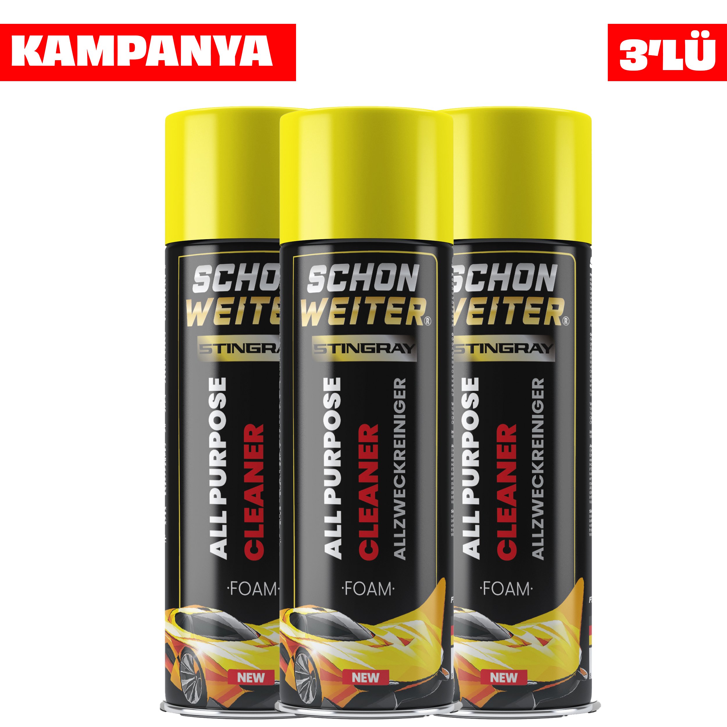 Kiri Unut! Temizliğin Yeni Kodu: STINGRAY x3 - SCHÖN WEITER® STINGRAY All Purpose Cleaner – 3’lü Temizlik Paketi!