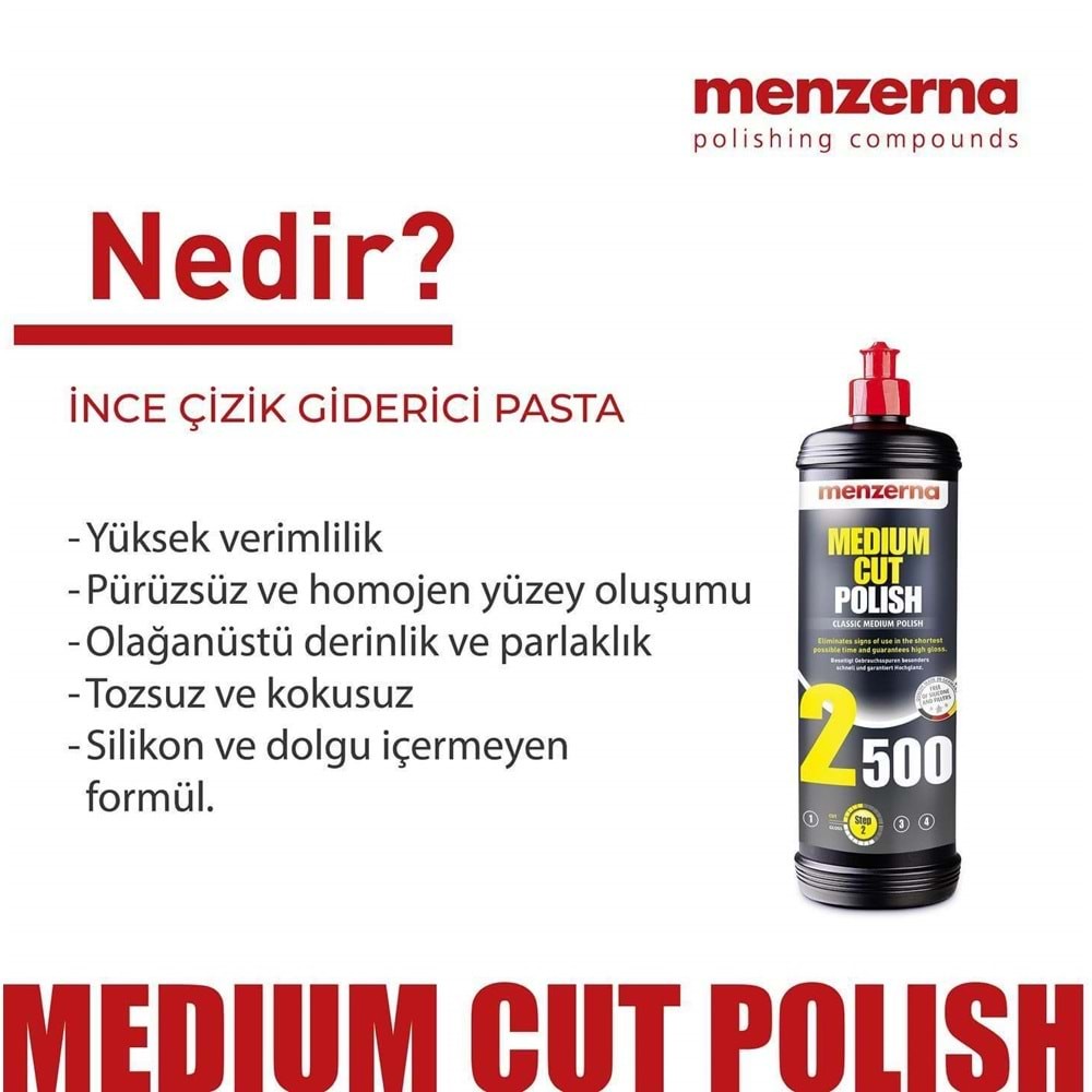 Menzerna 2500 Medıum Cut Polish İnce Çizik Giderici Pasta 250Ml