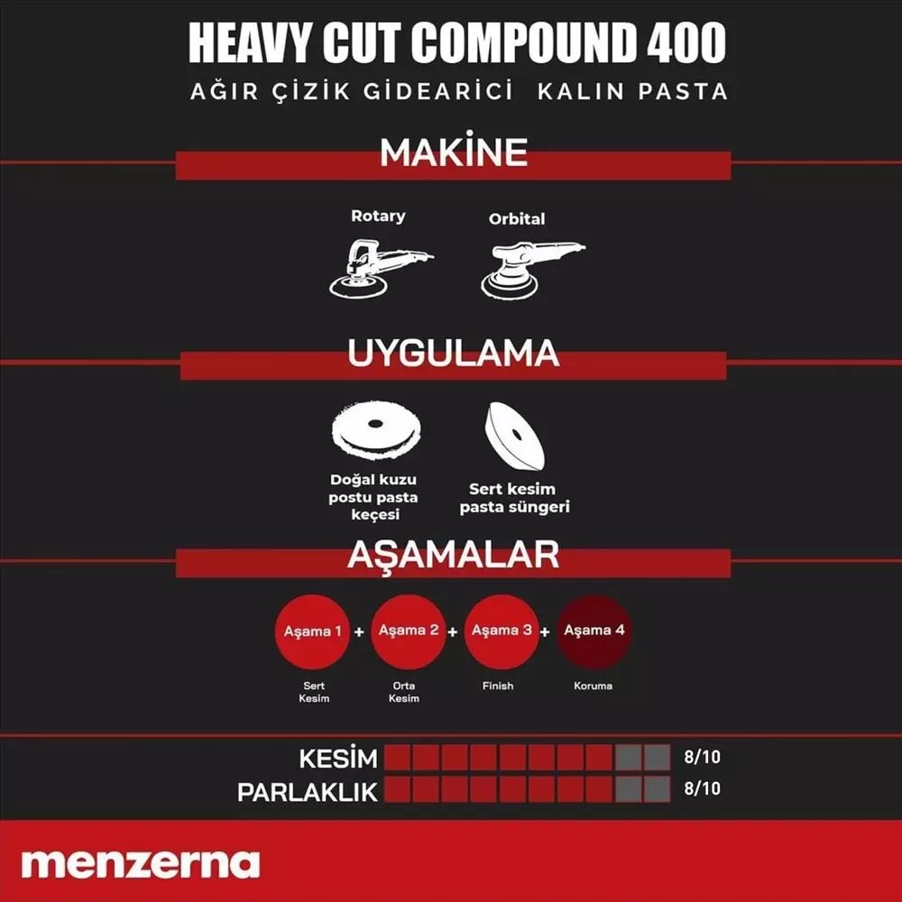 Menzerna-Heavy Cut Compound 400 Çizik Giderici Kalın Pasta 1LT