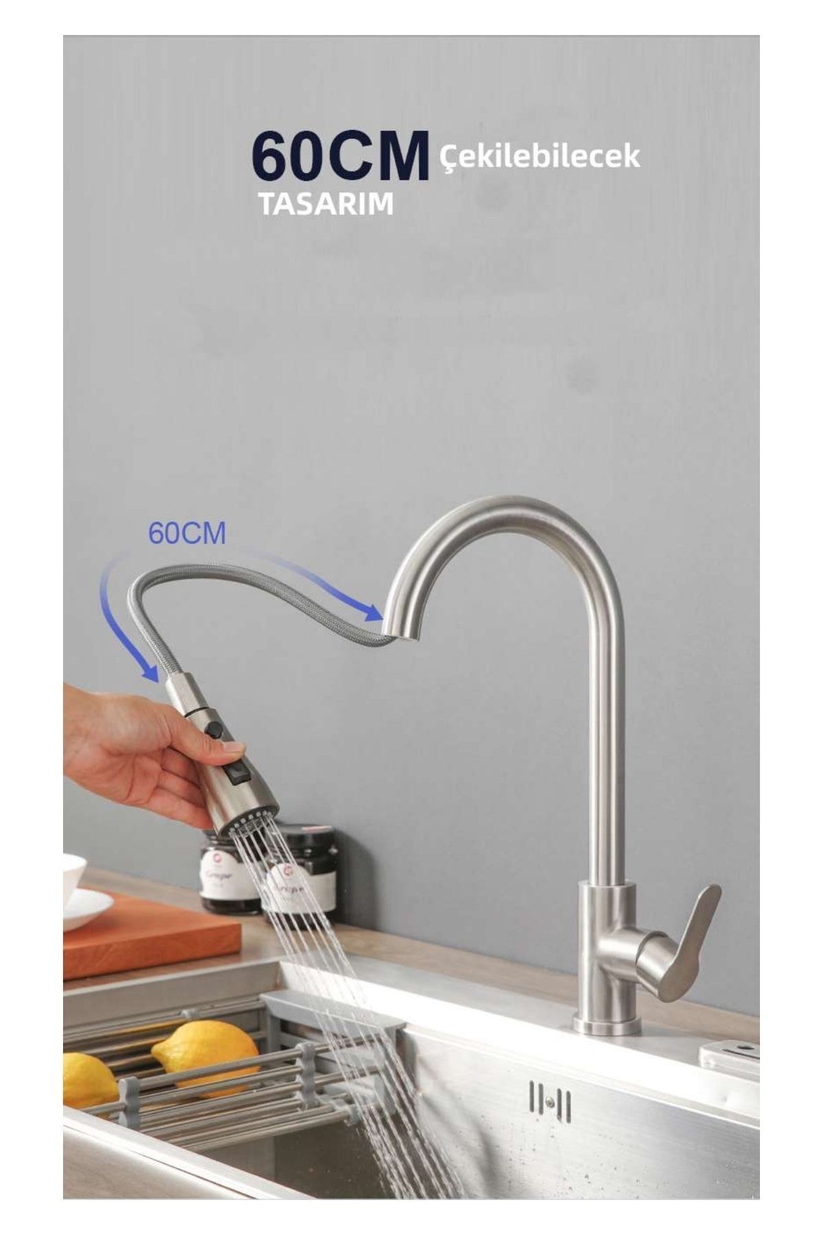 Mutfak Musluk Inox 304 Sprallı