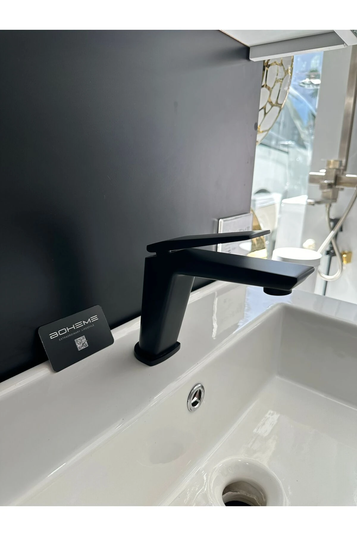 FLEKO CHROMA SİYAH LAVABO BATARYASI