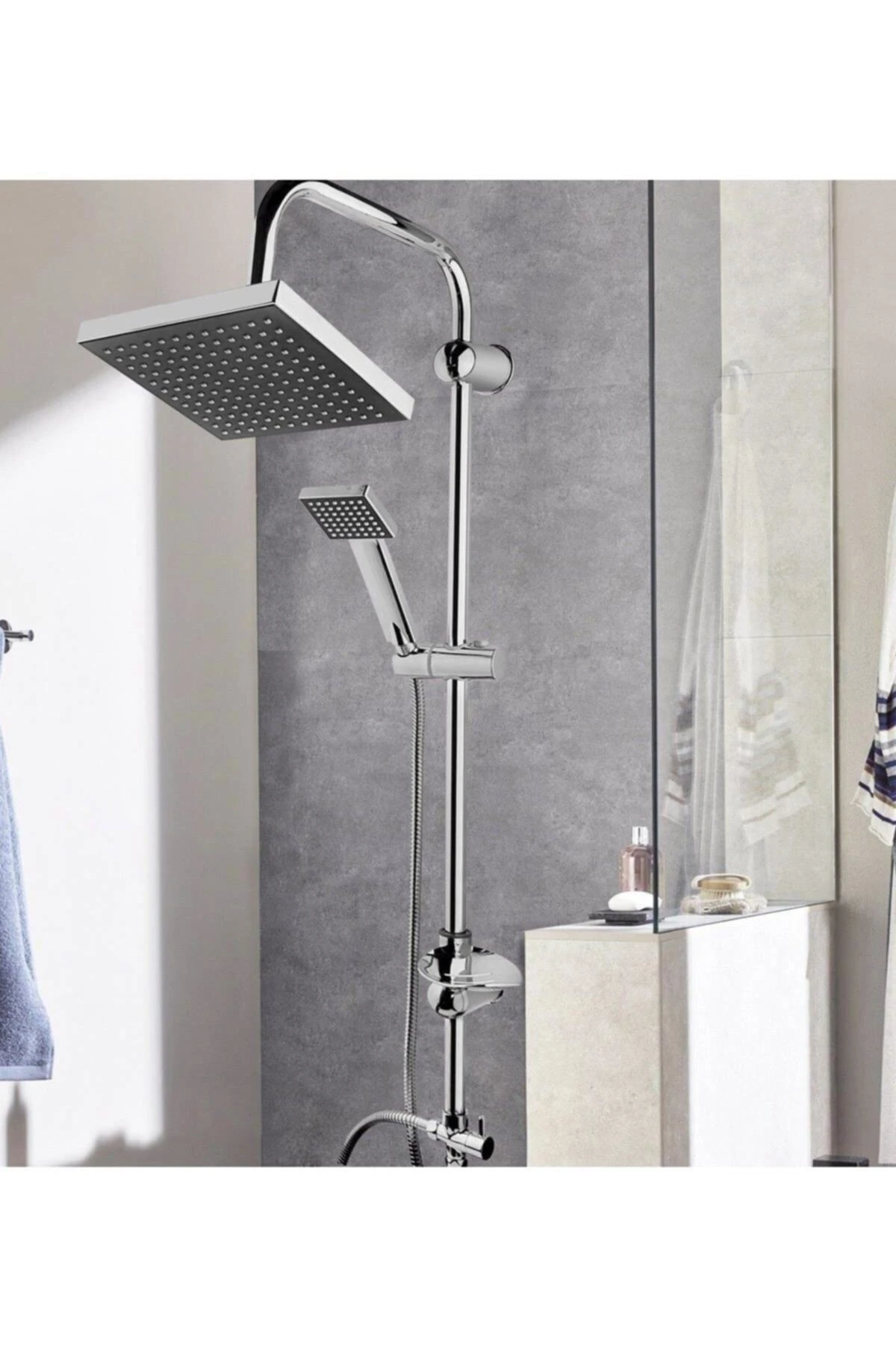 Marsoni Beyazsu Siyah Robot Yağmurlama Tepe Duş Başlığı Seti