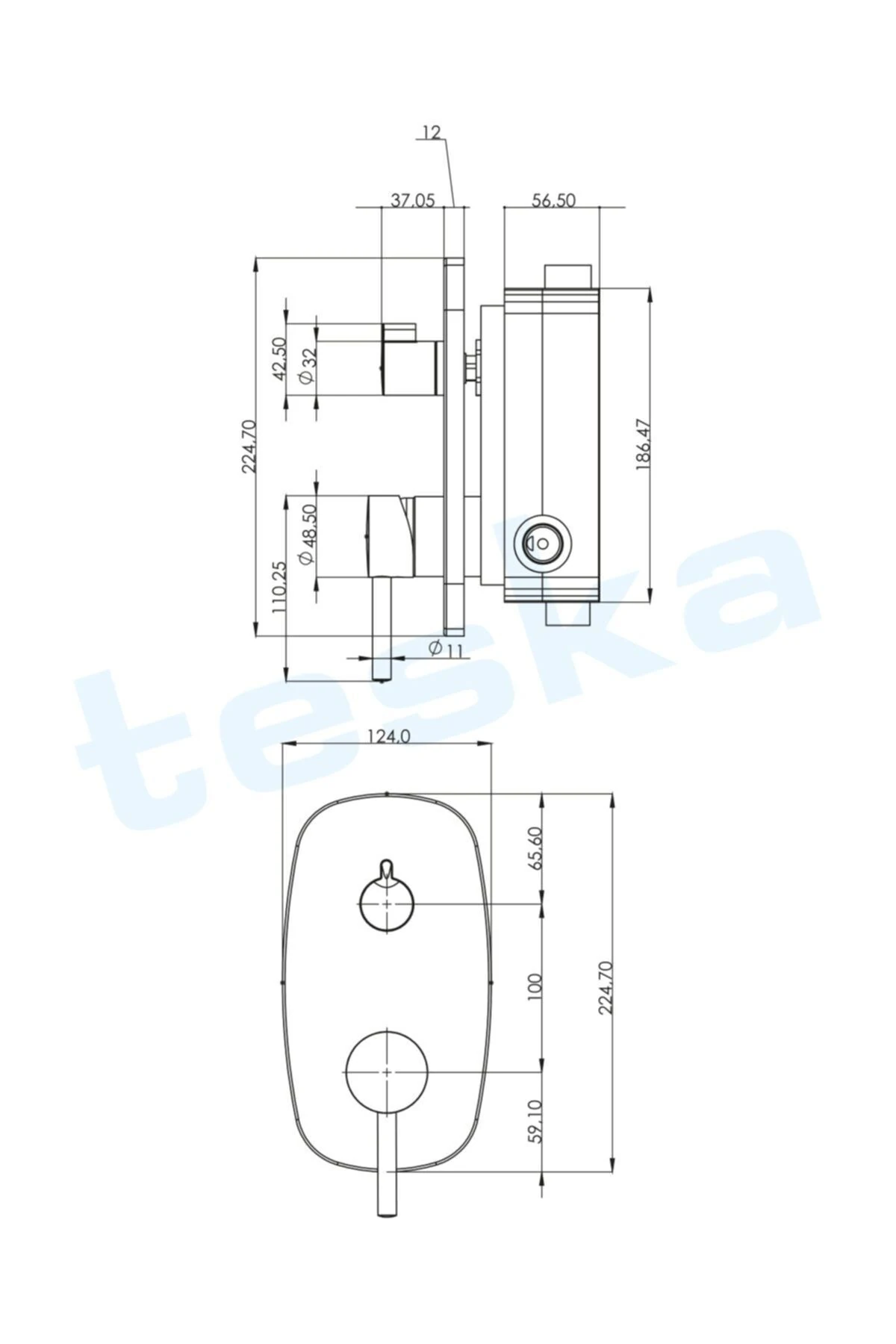 Tenedos Krom Iki Yönlü Ankastre Banyo Bataryası Seti As2300