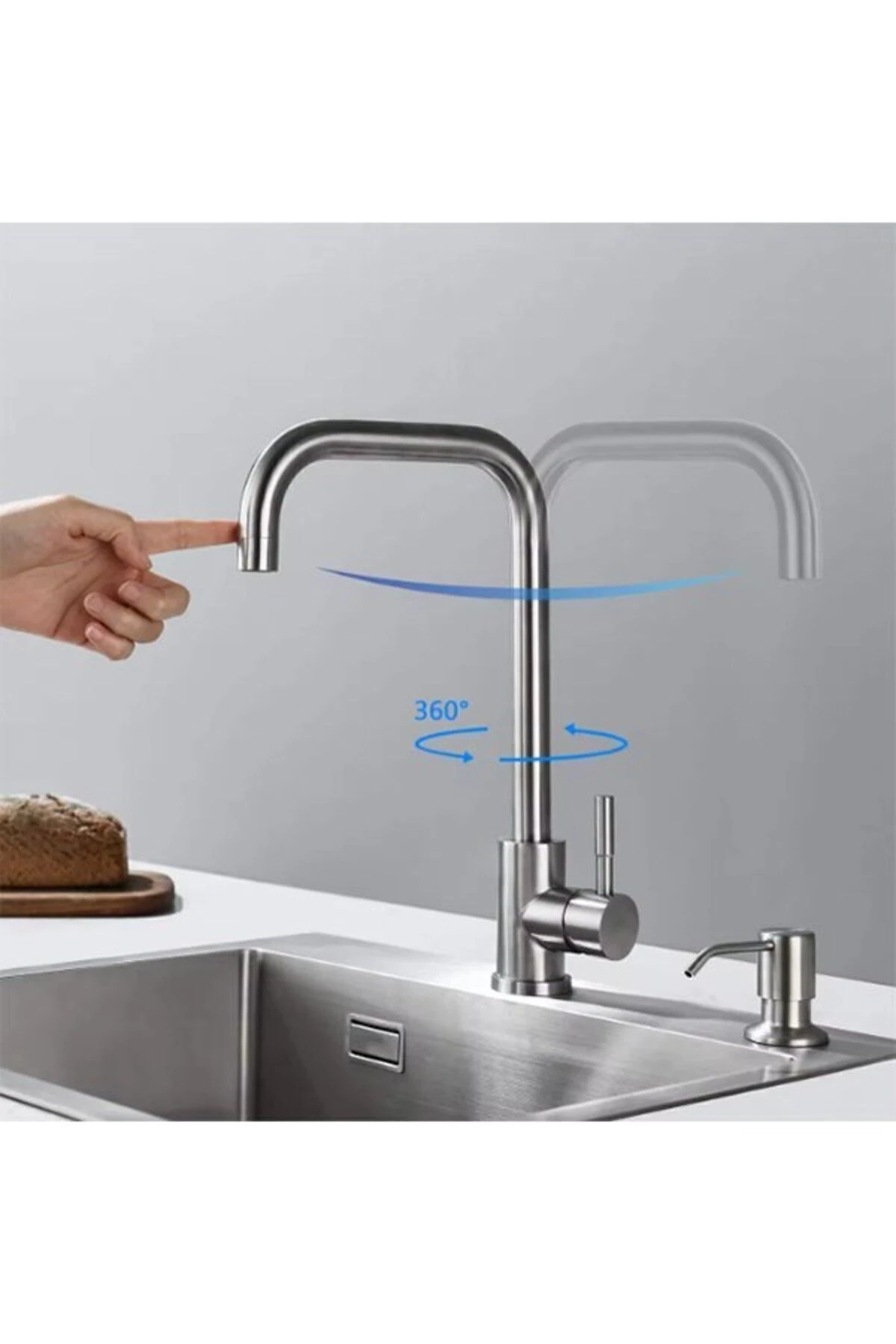 Mutfak Bataryası Sus304 Kalite Paslanmaz Çelik Inox Renk Eviye Bataryası