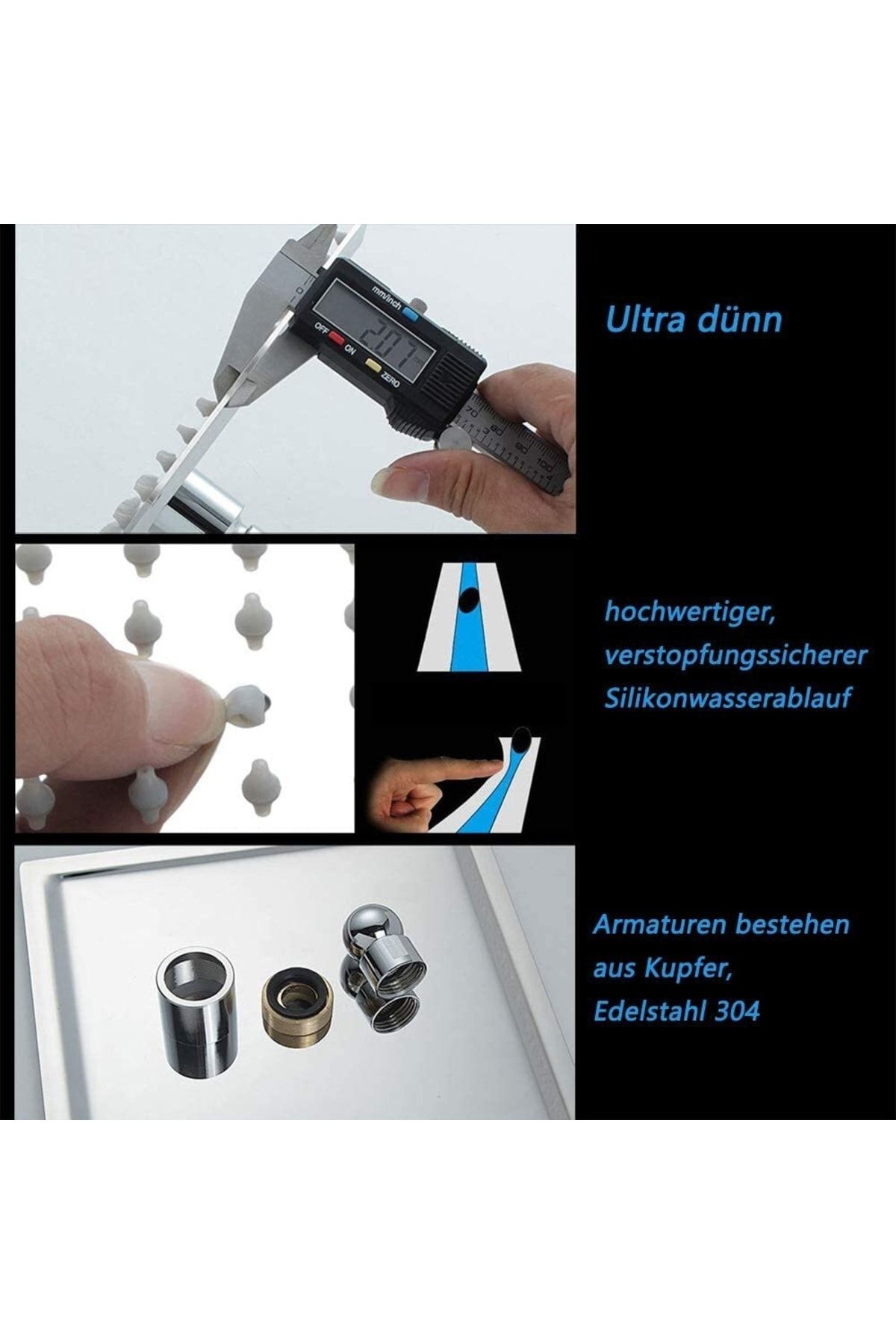25x25 Kare Tepe Duş Başlığı 304paslanmaz