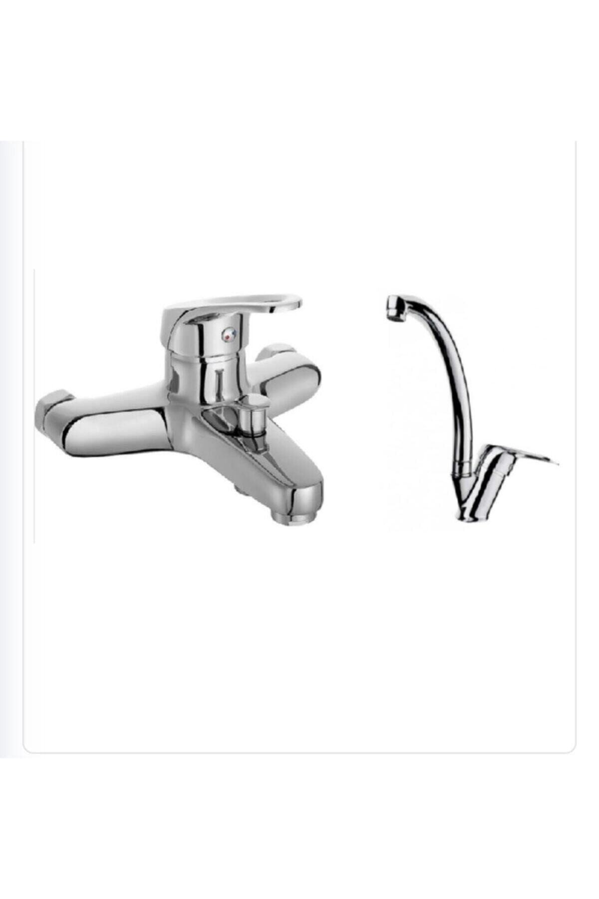 Mix Banyo Ve Uzun Kuğu Lavabo / Eviye Bataryası Seti 2 Adet
