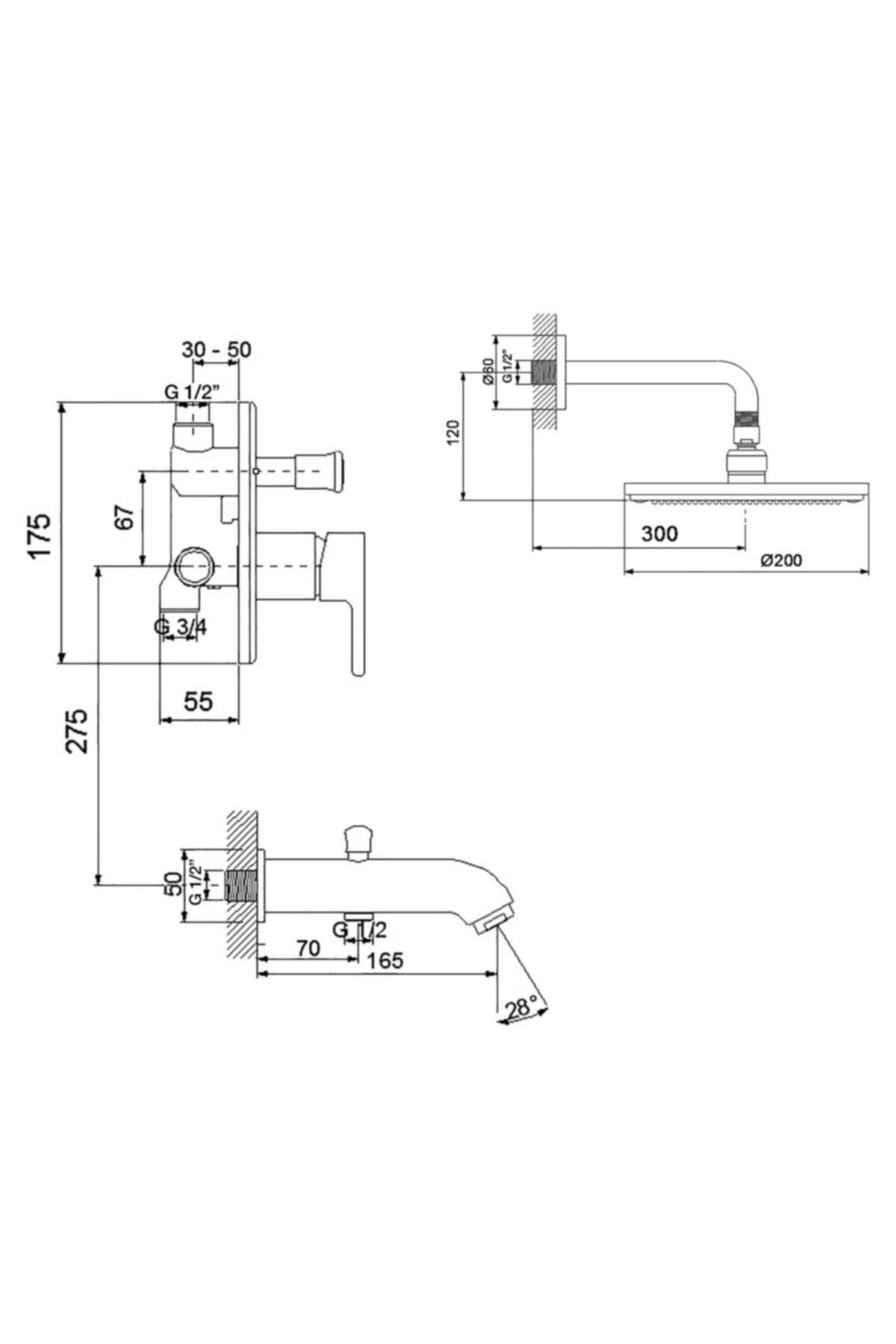 Newarc Domino Ankastre Banyo Bataryası Valfsiz Gagalı 971111