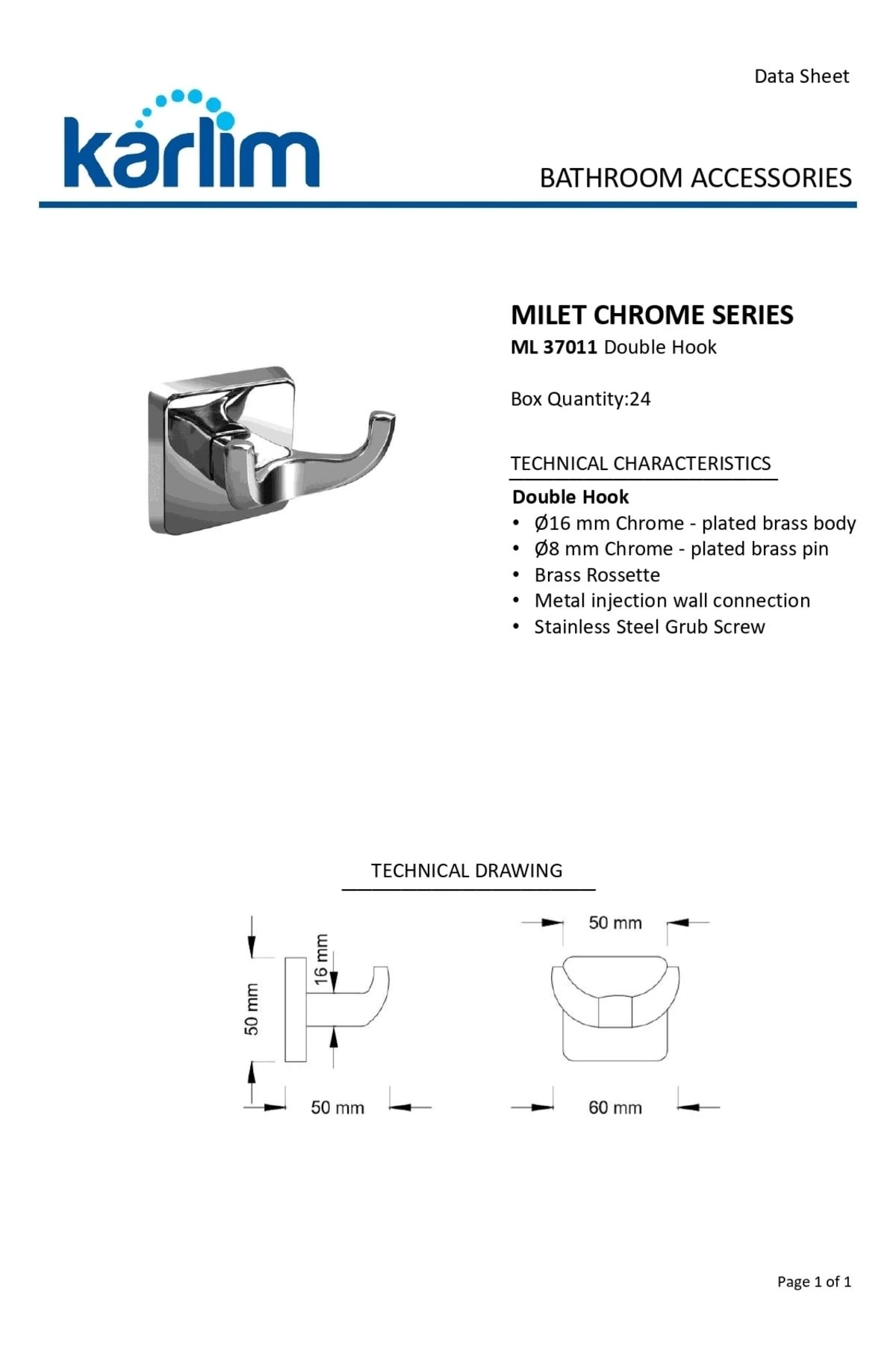 ® Ml 37011-k Milet Krom Ikili Askılık
