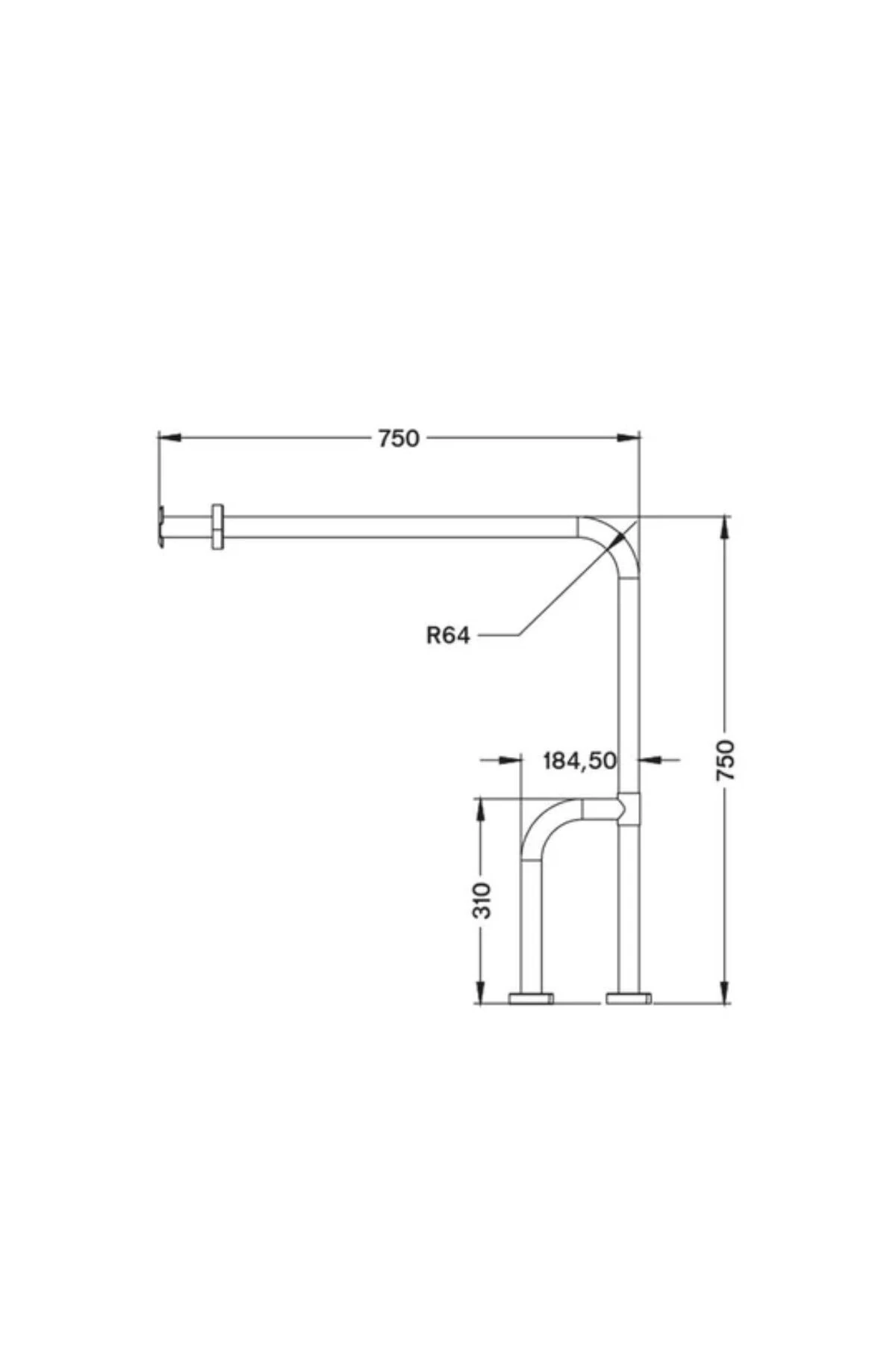 Engelli Tutunma Barı Tutamağı L Tutamak Paslanmaz Çelik Baston Tipi Destekli