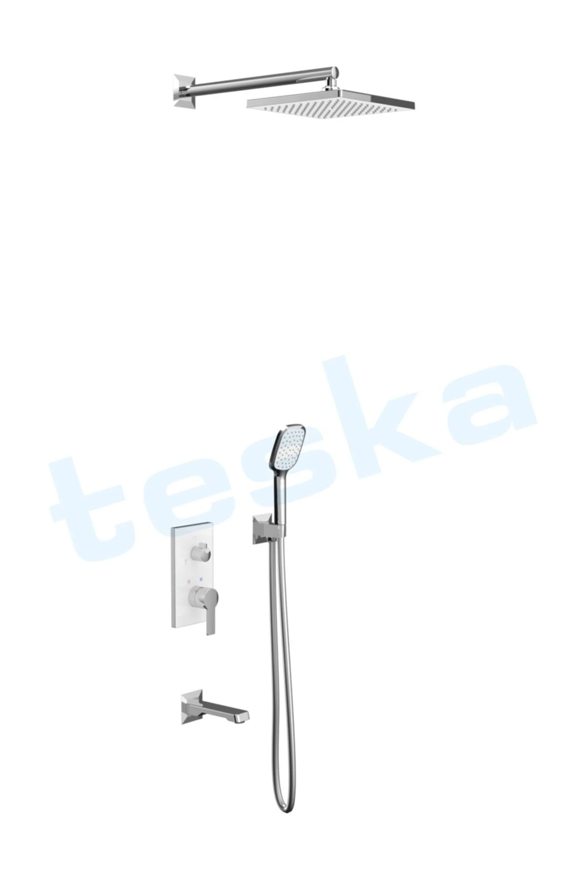 Ciera Beyaz Camlı Üç Yönlü Ankastre Banyo Bataryası