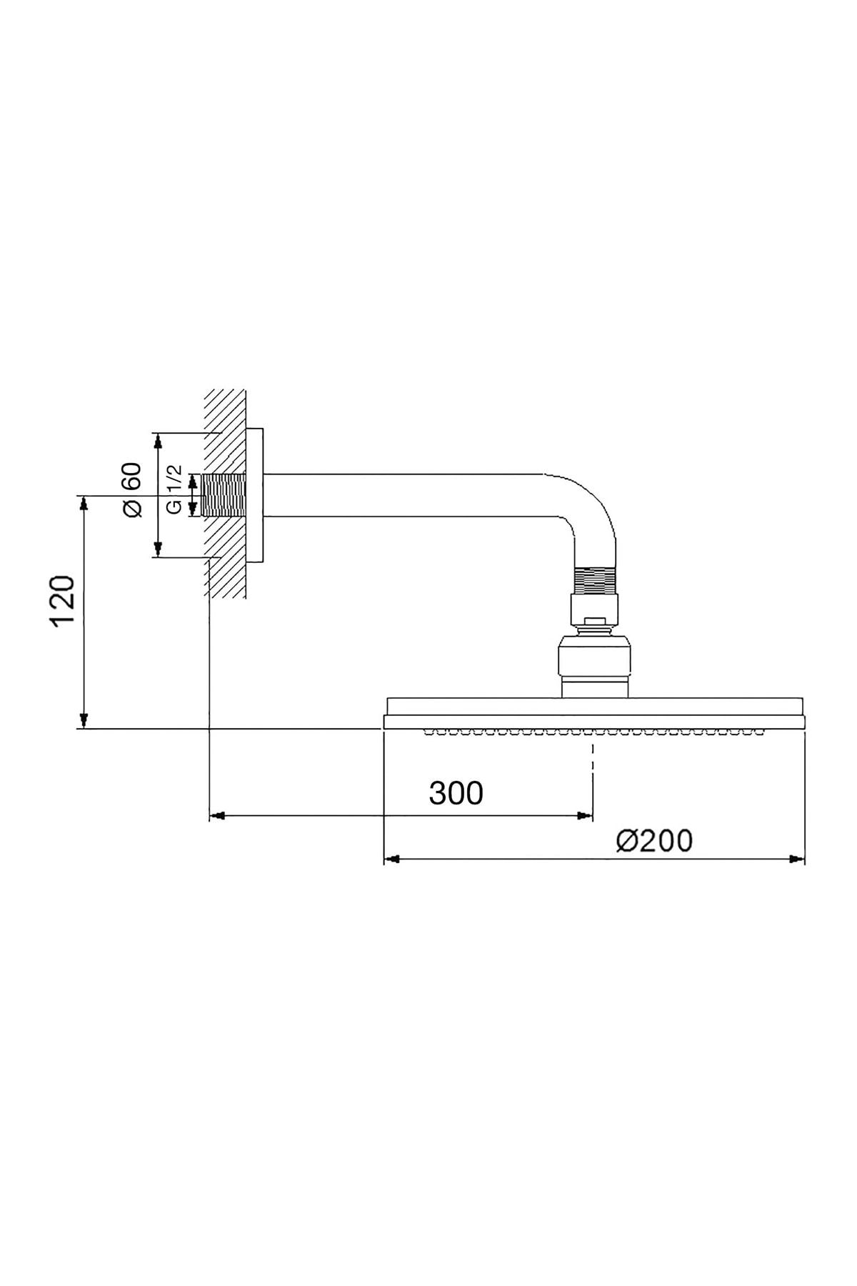 21 Cm Duvardan Ayarlı Duş Başlığı Krom 470511abs