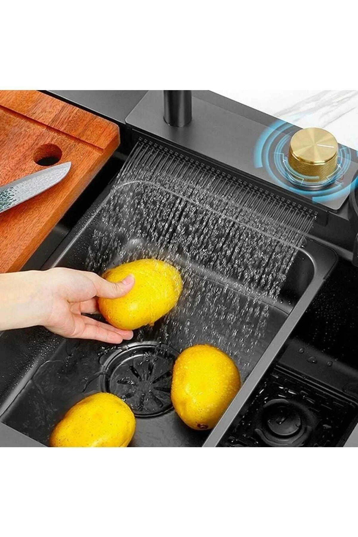 Teknolojik Eviye Seti Siyah Çelik Rengi 3 Fonksiyonlu Eviye Bataryası Dahil Tka0028