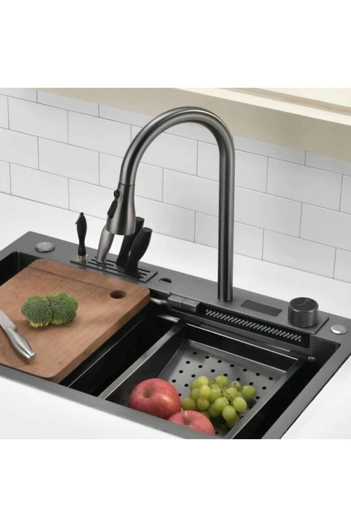 Fotoselli Antrasit Mutfak Eviyesi Arıtıcılı Batarya Hediyeli