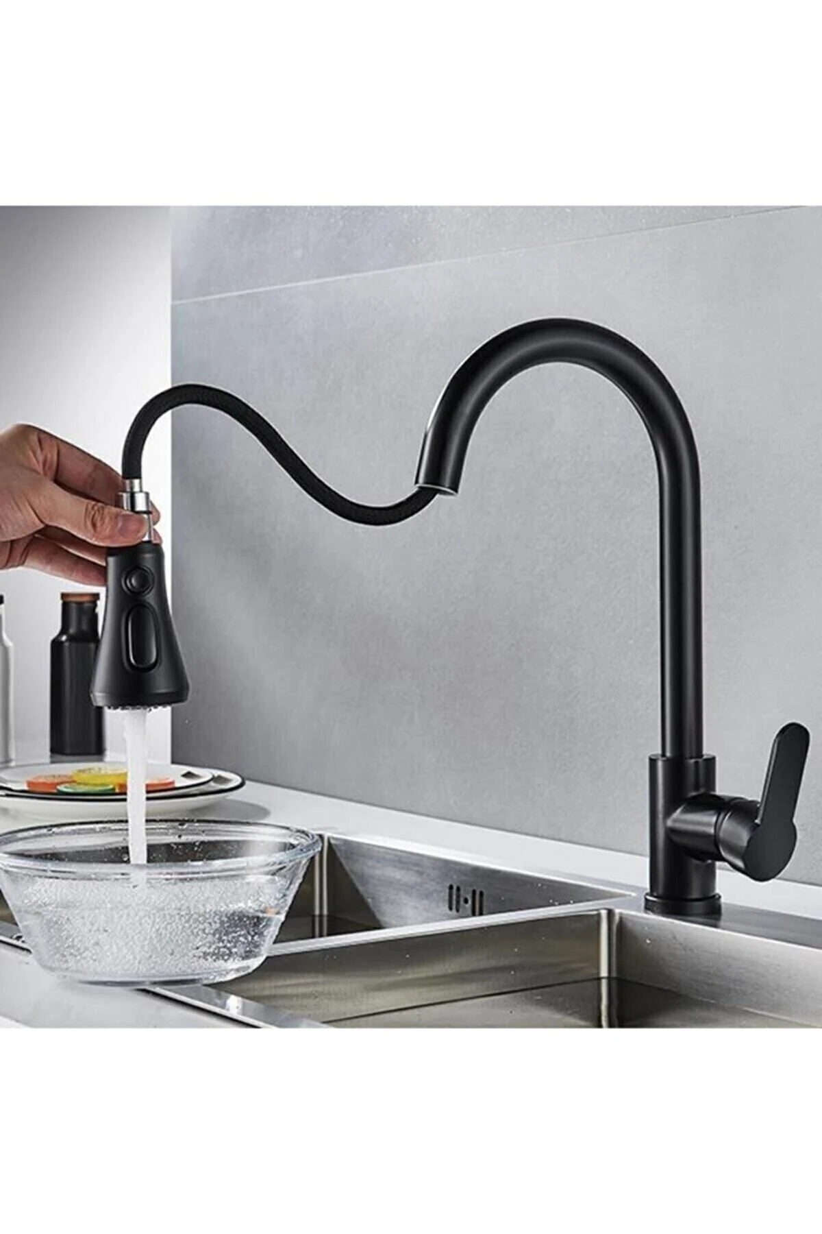 Siyah Spiralli Mutfak Evye Bataryası