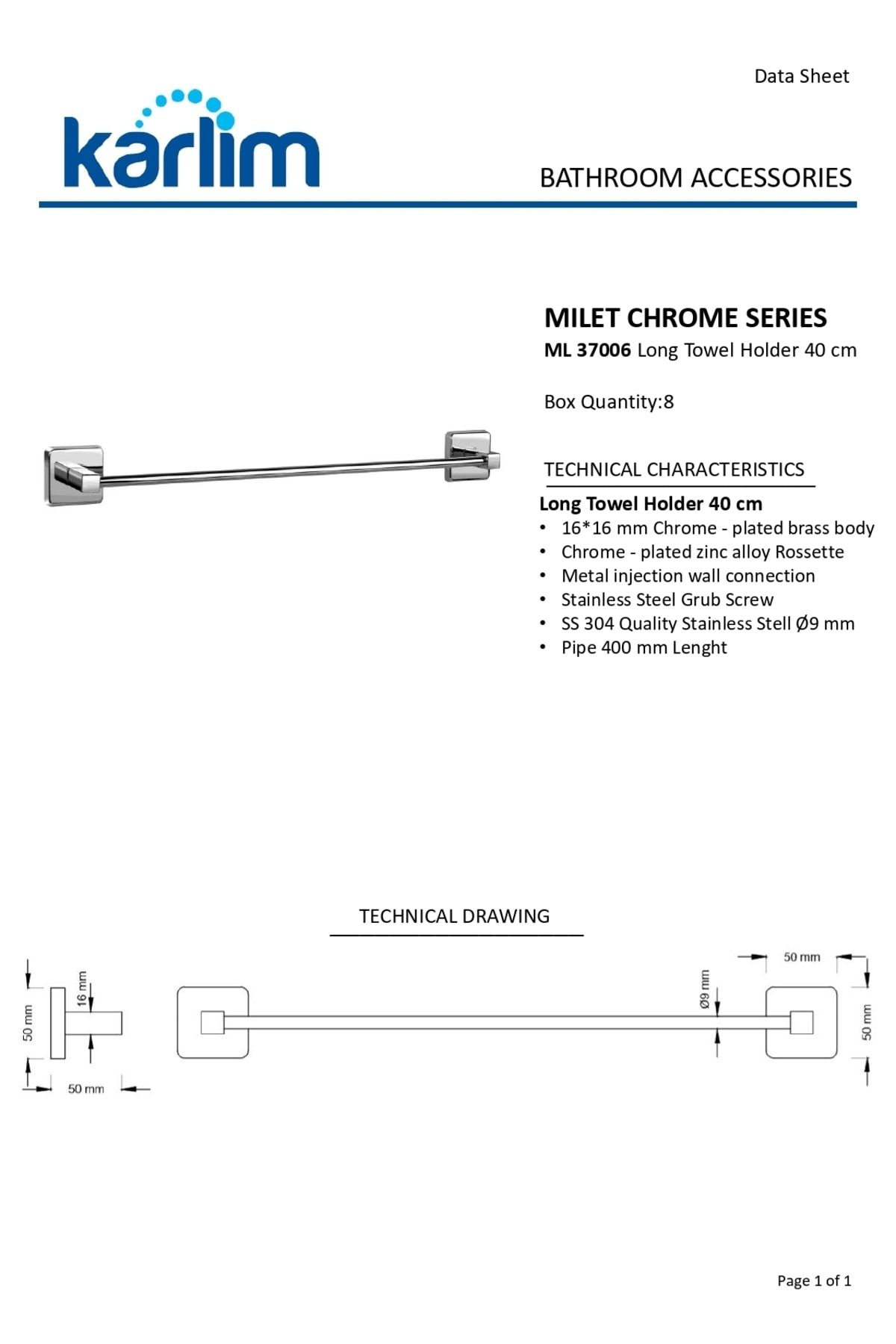 Ml 37006-k Milet Krom Uzun Havluluk 40 Cm