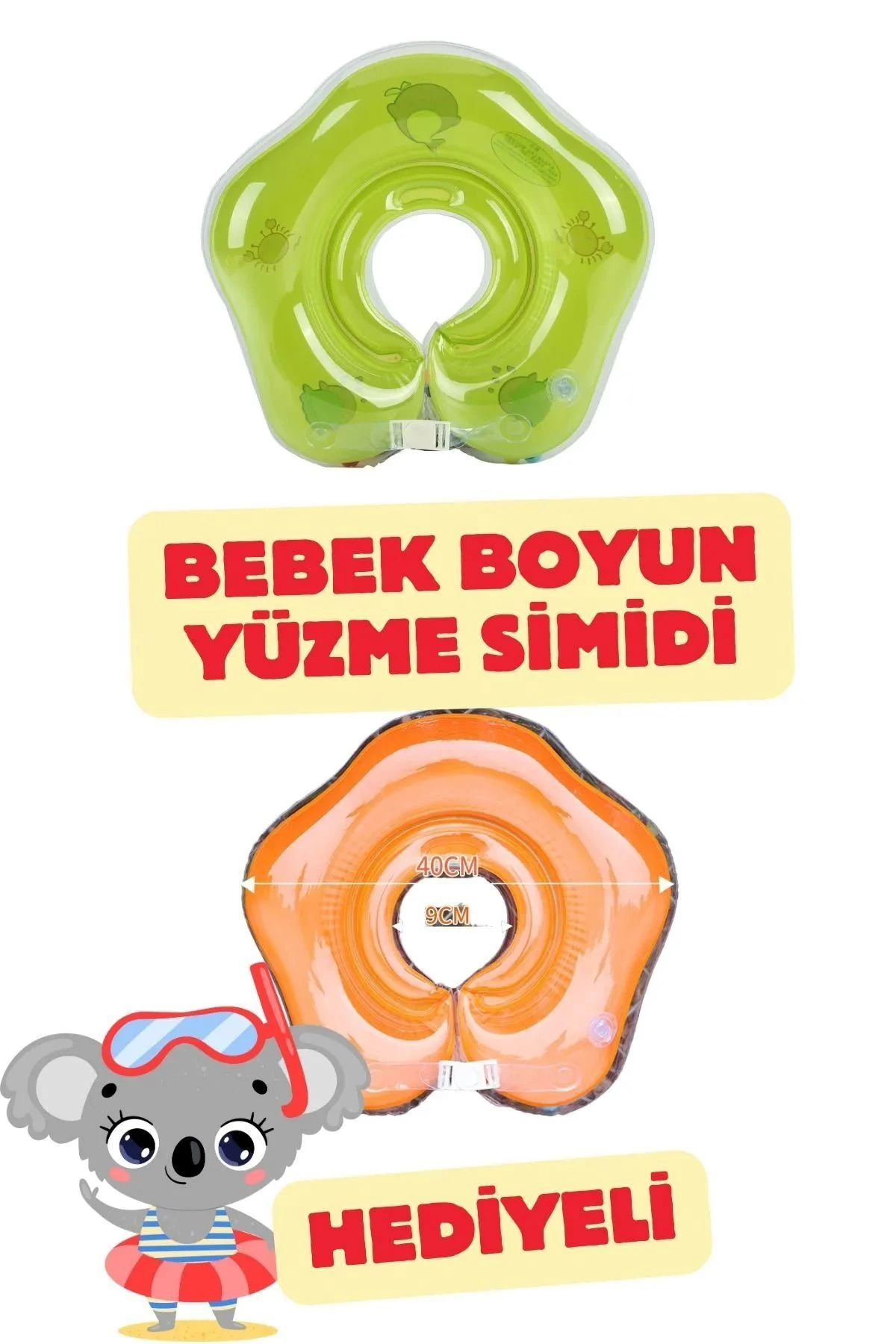 Koala Desenli Plastik Çocuk Küveti / Oyun Havuzu(Portatif Bebek Banyo Havuzu)+boyun simidi HEDİYELİ