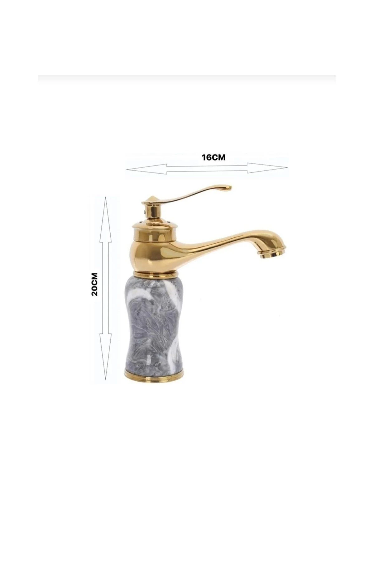 fleko Gold Mermer Desen Lavabo Bataryası