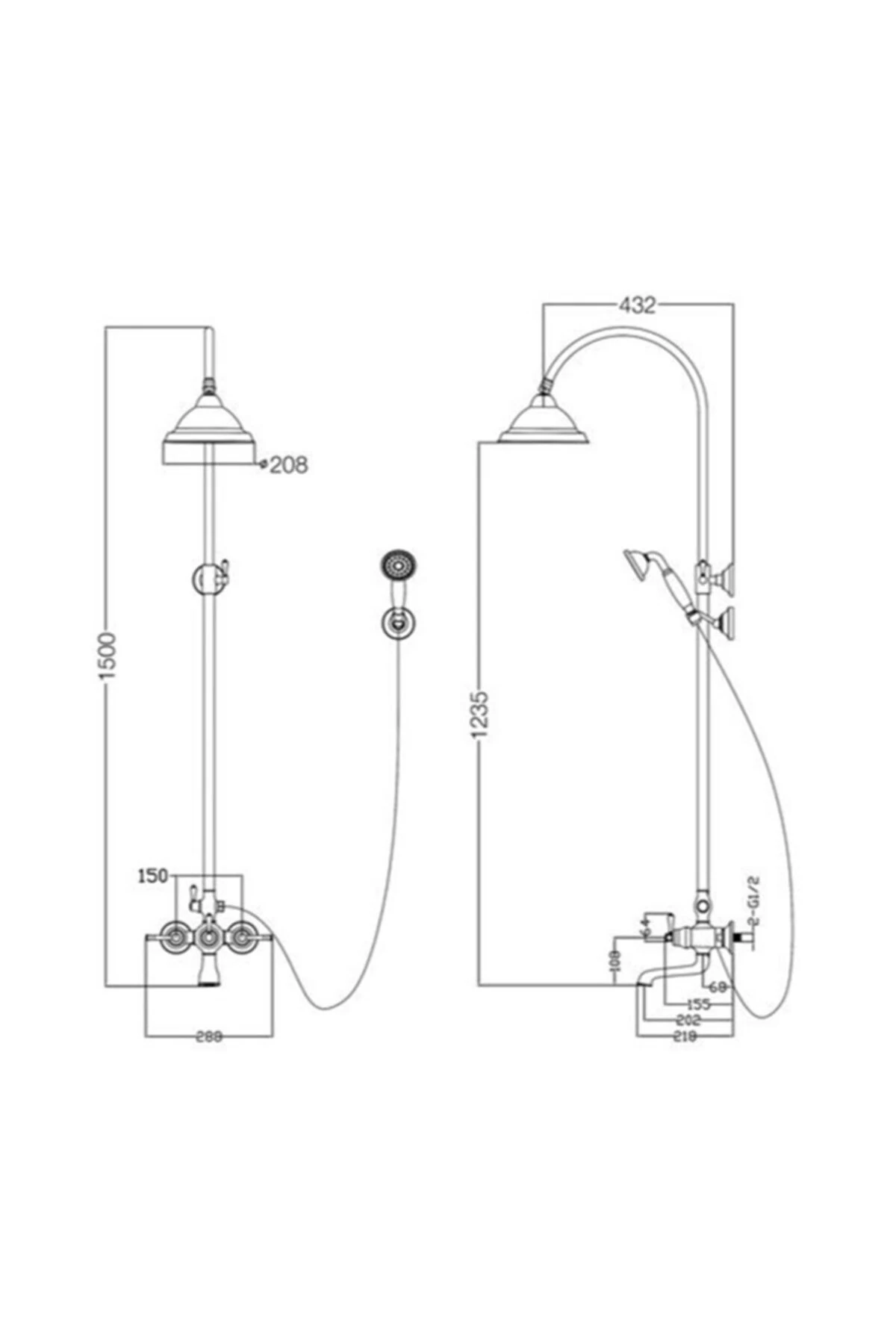 Pera Bataryalı Duş Ünitesi Altın