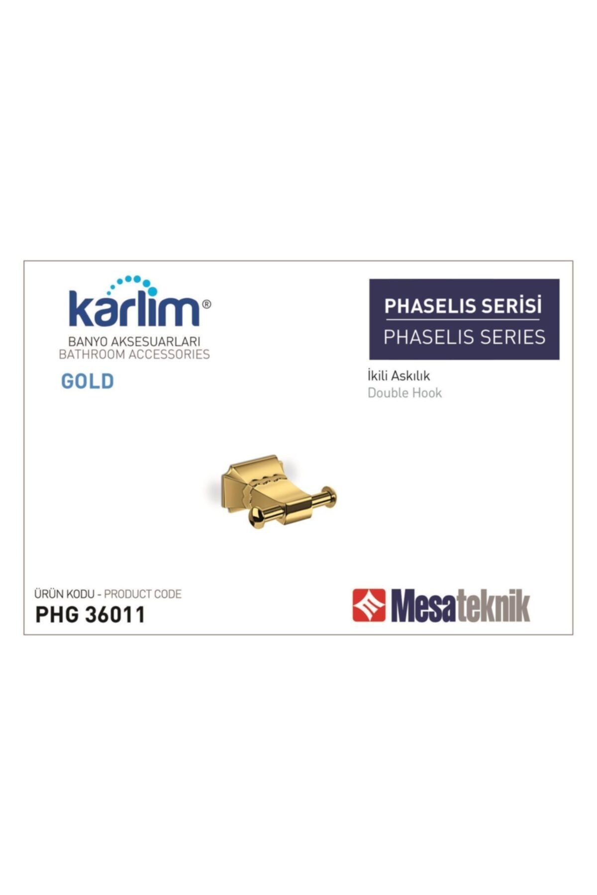 Mesa Karlim Phaselis Serisi Gold Altın Ikili Bornoz Askılık