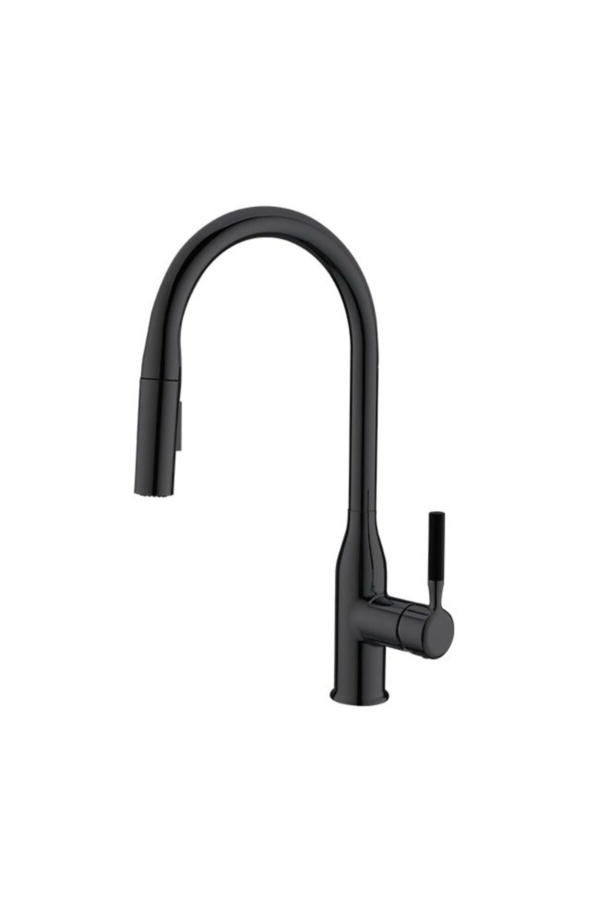 Step Spiralli Evye Bataryası Mutfak Musluğu Siyah