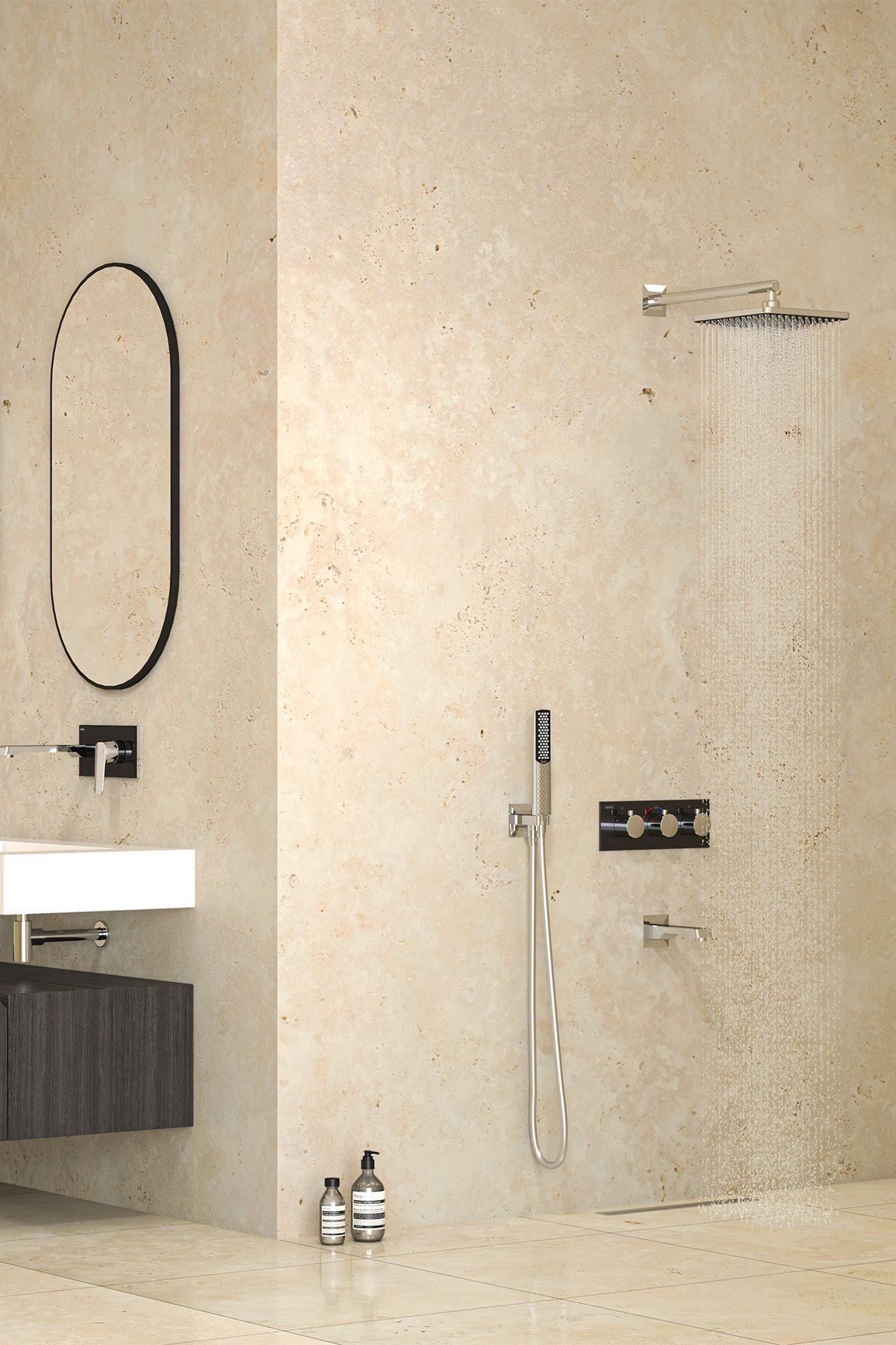 Lande Termostatik Üç Yönlü-Siyah Camlı