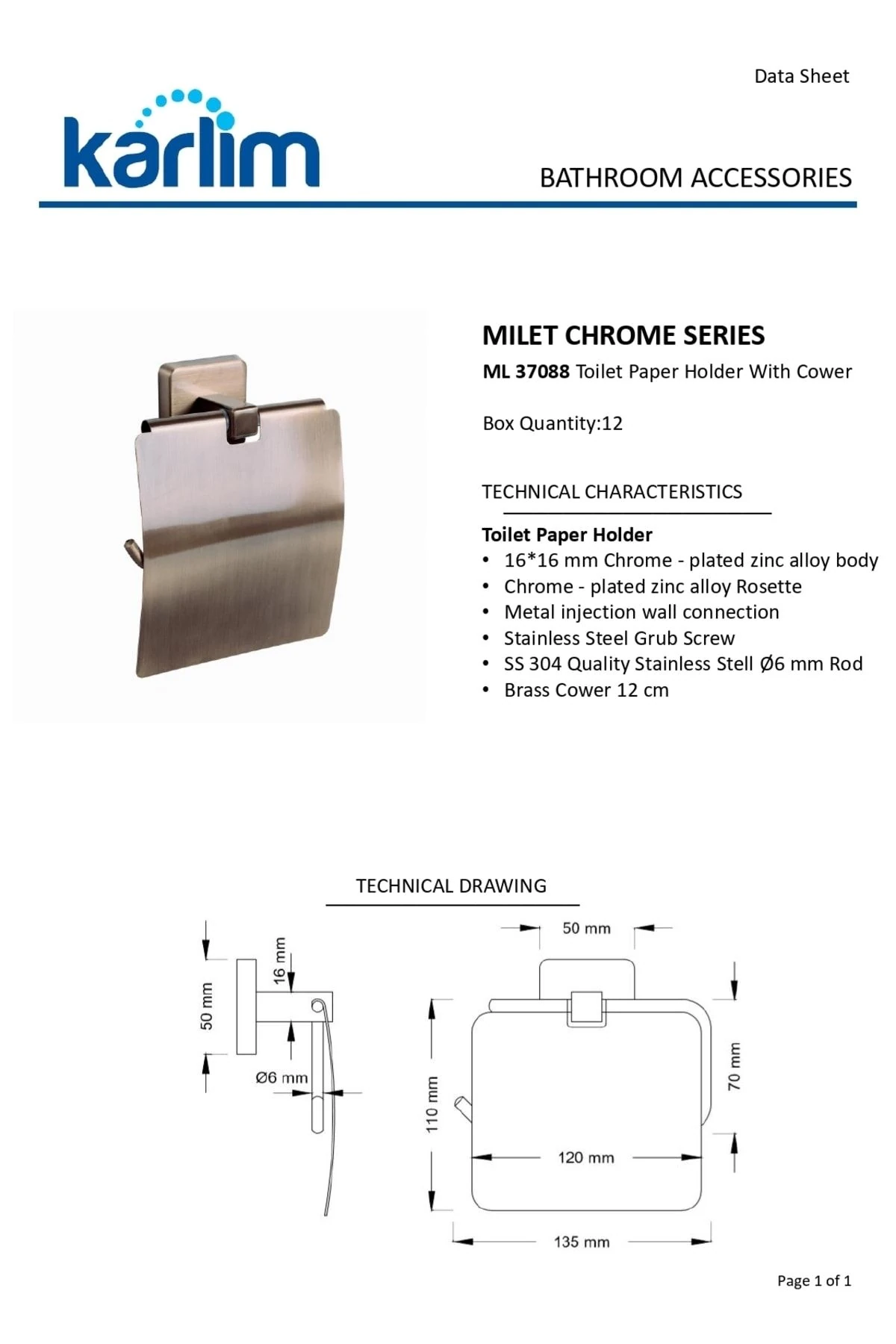 Kapaklı Tuvalet Kağıtlık 12cm