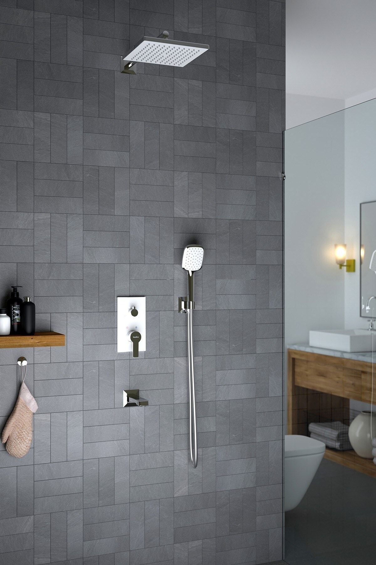 Ciera Üç Yönlü PPRC Gövdeli Ankastre Banyo Bataryası-Siyah