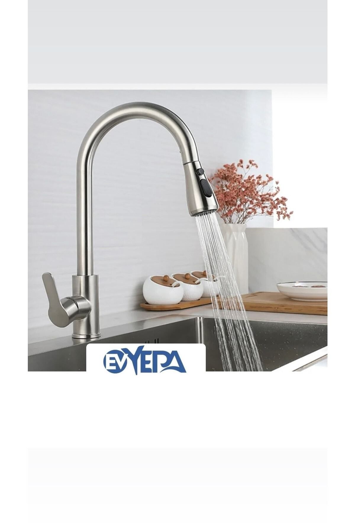 Evyepa Spiralli Inox Mutfak Eviye Bataryası (SICAK SOĞUK GİRİŞLİ, PİRİNÇ MALZEME) 5yıl Garantili