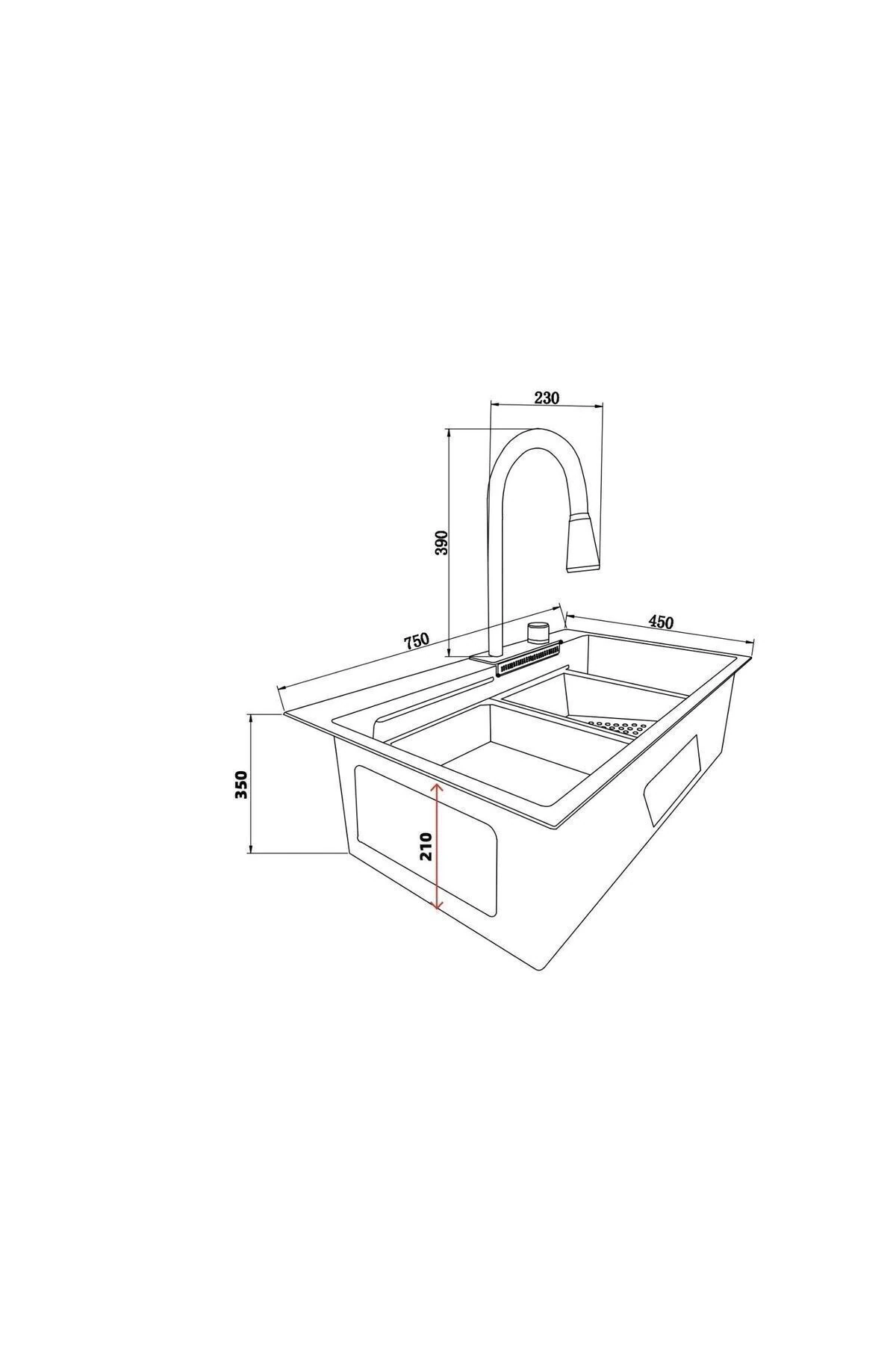 Fotoselli Antrasit Mutfak Eviyesi Arıtıcılı Batarya Hediyeli