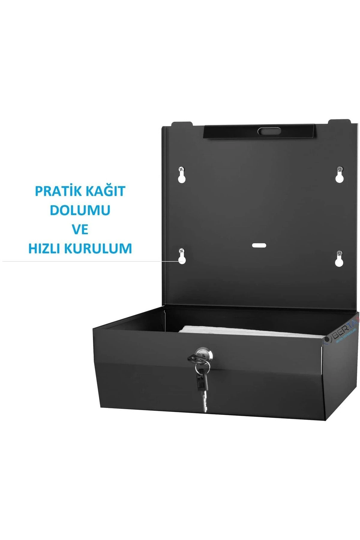 Siyah Kağıt Havlu Dispenseri 200' lü - Z Katlama Kağıt Havluluk 200'lü Peçetelik Duvara Monte