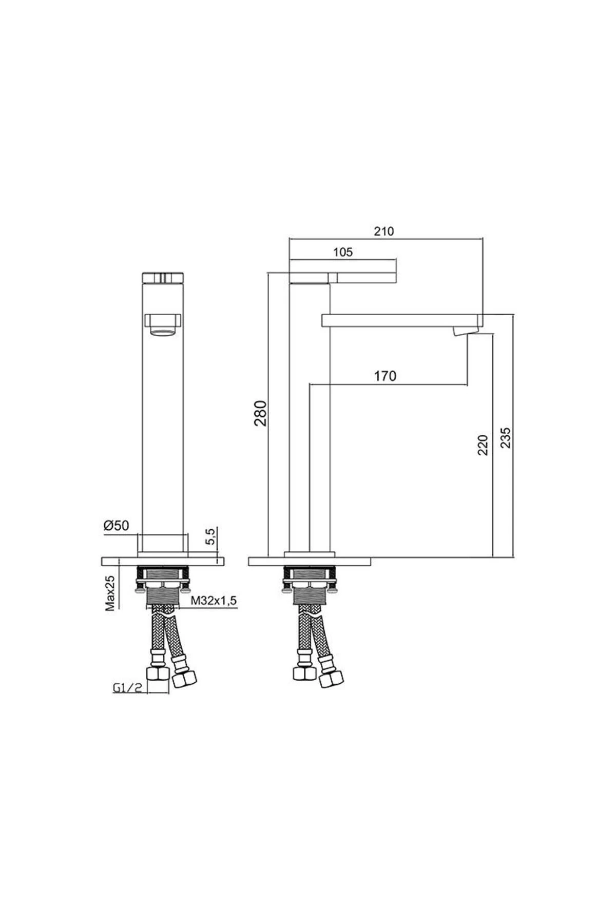 Bold Çanak Tipi Lavabo Bataryası Siyah