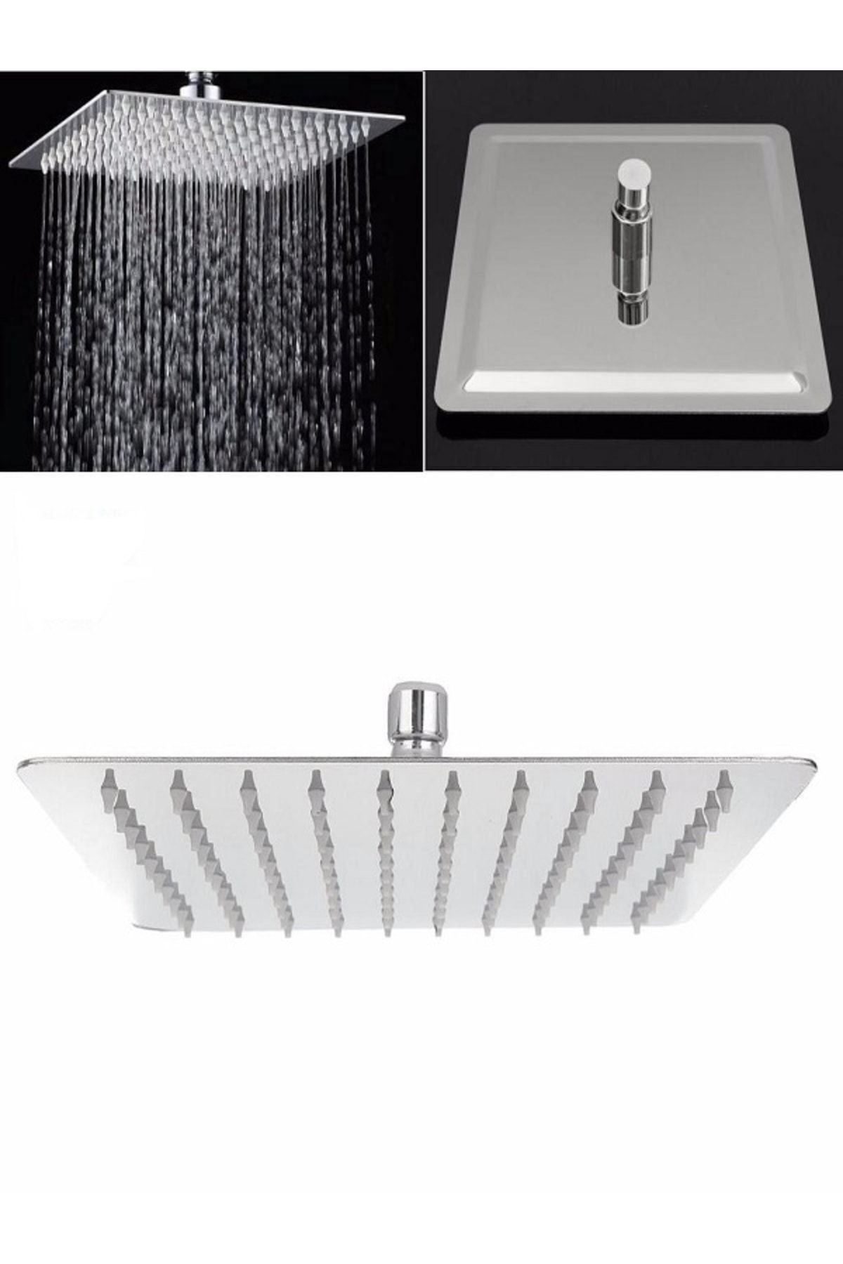 Tepe Duş Başlığı Kare 20 * 20 Paslanmaz Inox 304 Çelik Metal Kireç Önleyici