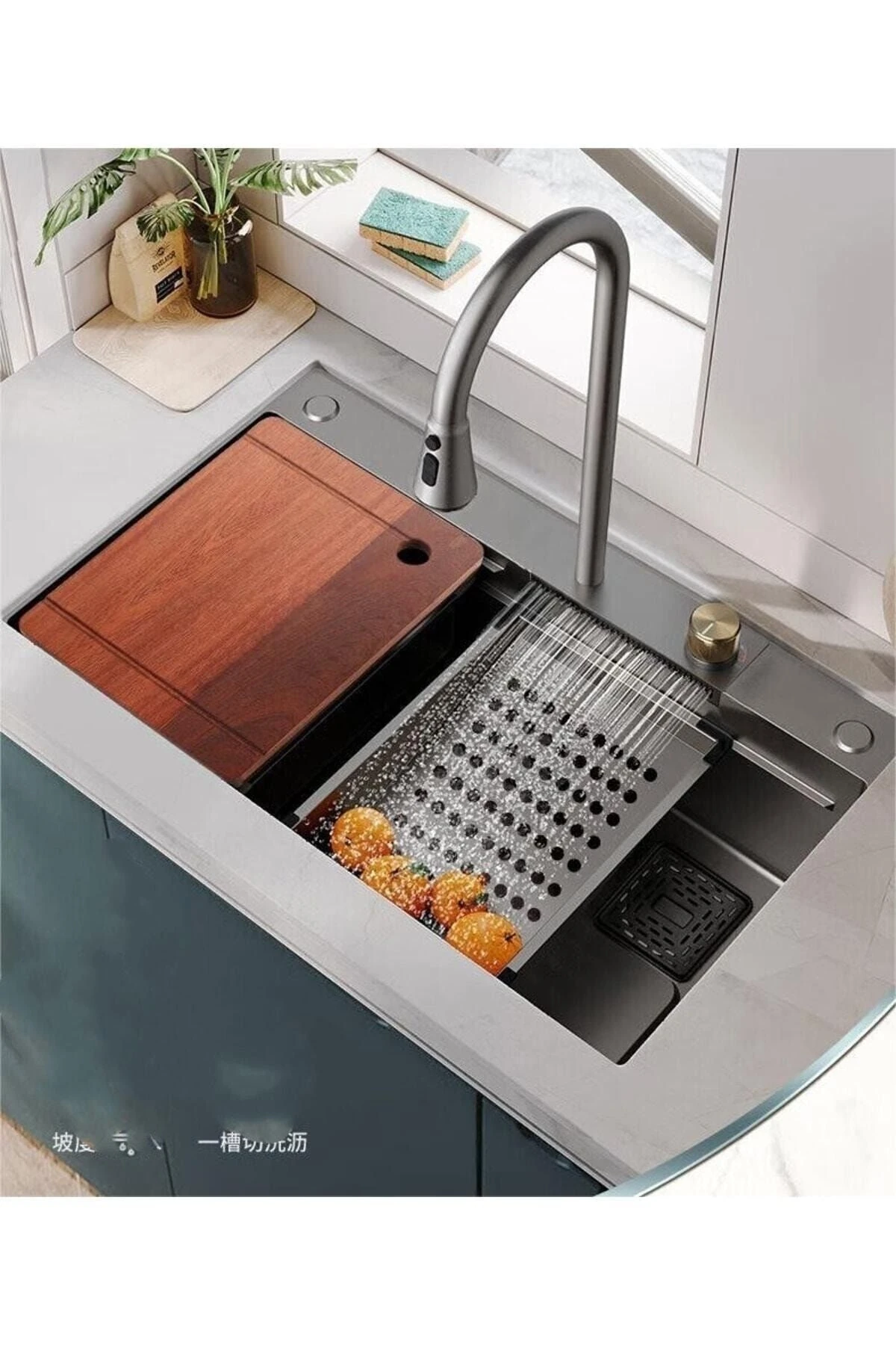 Teknolojik Eviye Seti Siyah Çelik Rengi 3 Fonksiyonlu Eviye Bataryası Dahil Tka0028