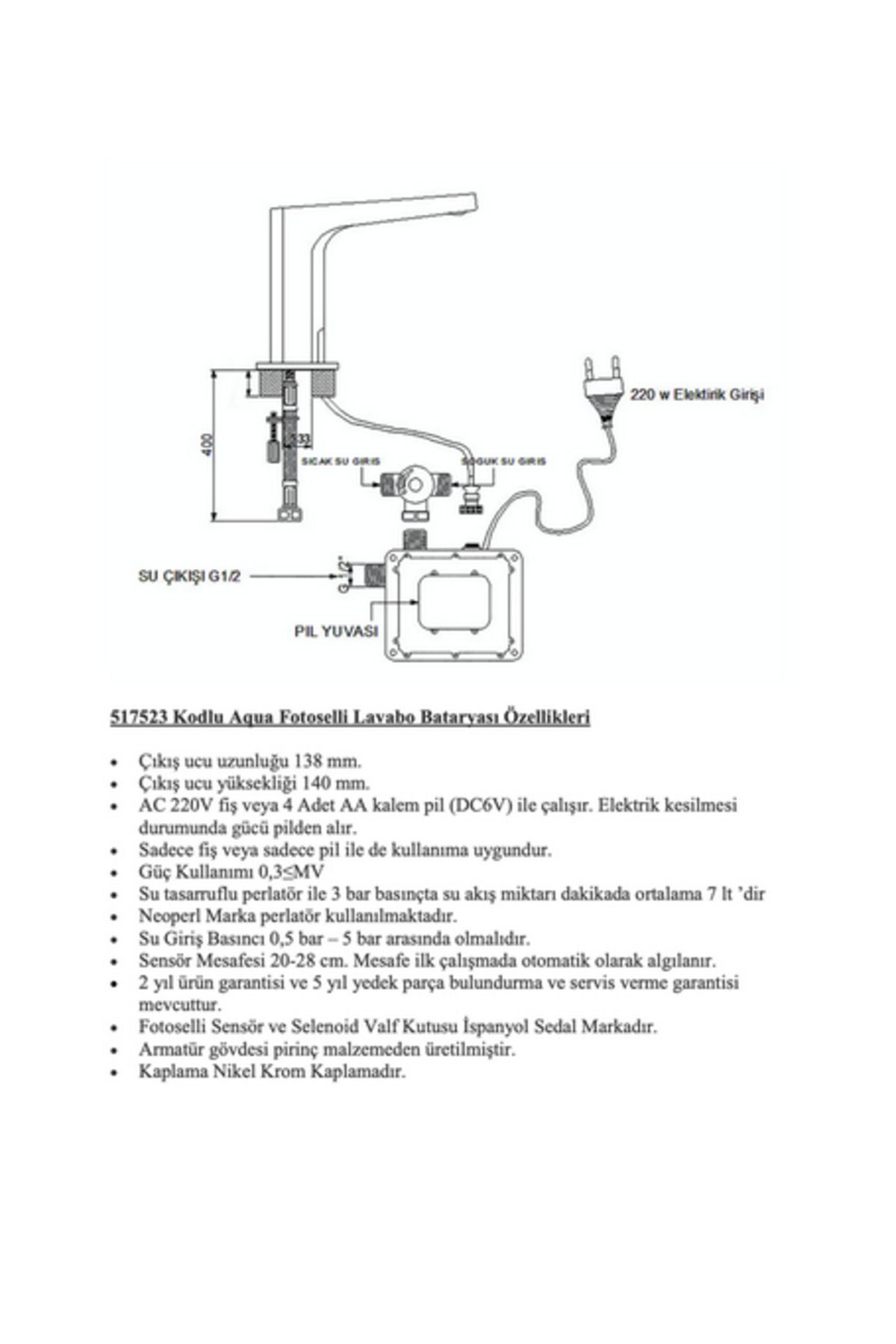 - Aqua Fotoselli Lavabo Bataryası - 517523 321105