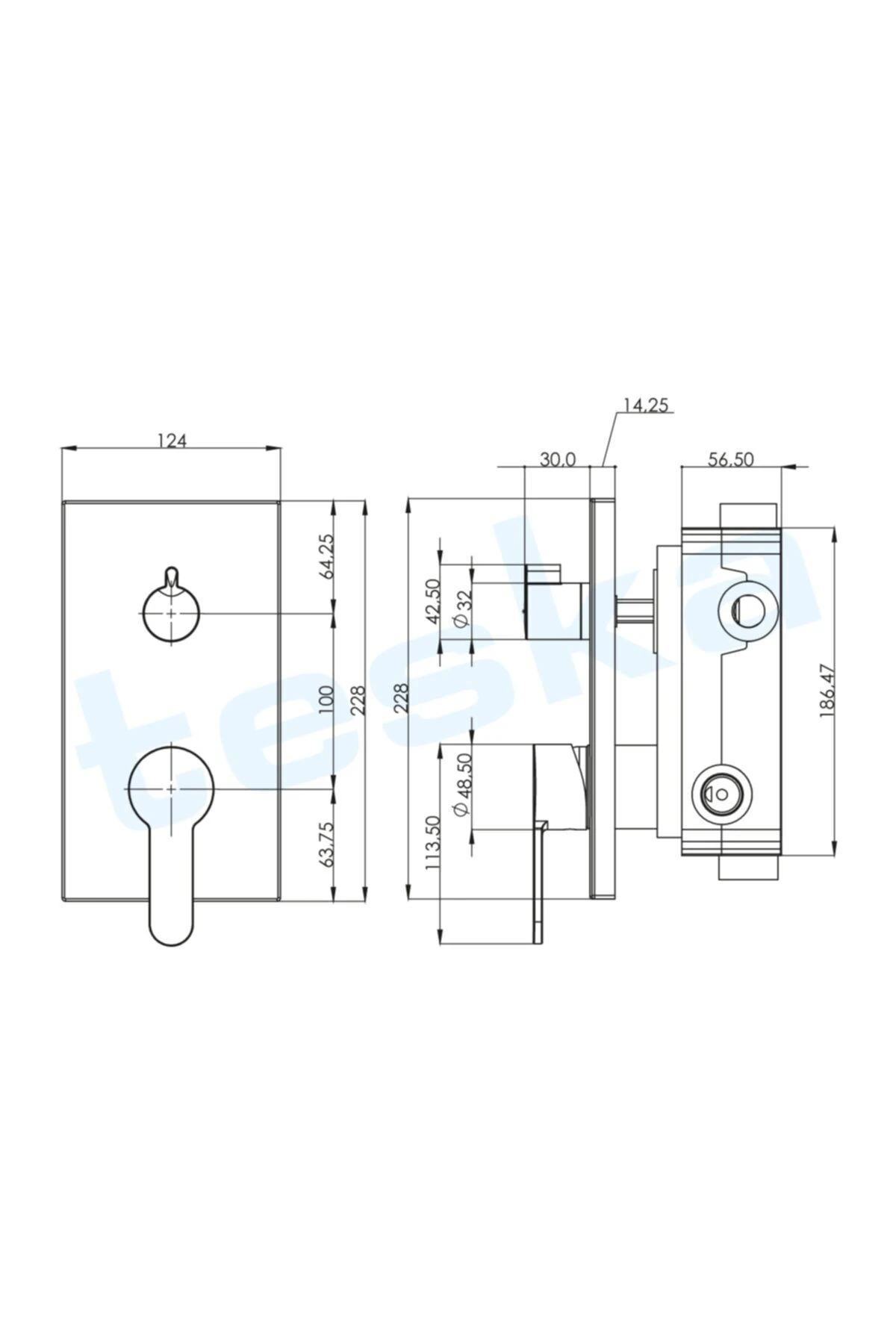 Ciera Beyaz Camlı Üç Yönlü Ankastre Banyo Bataryası