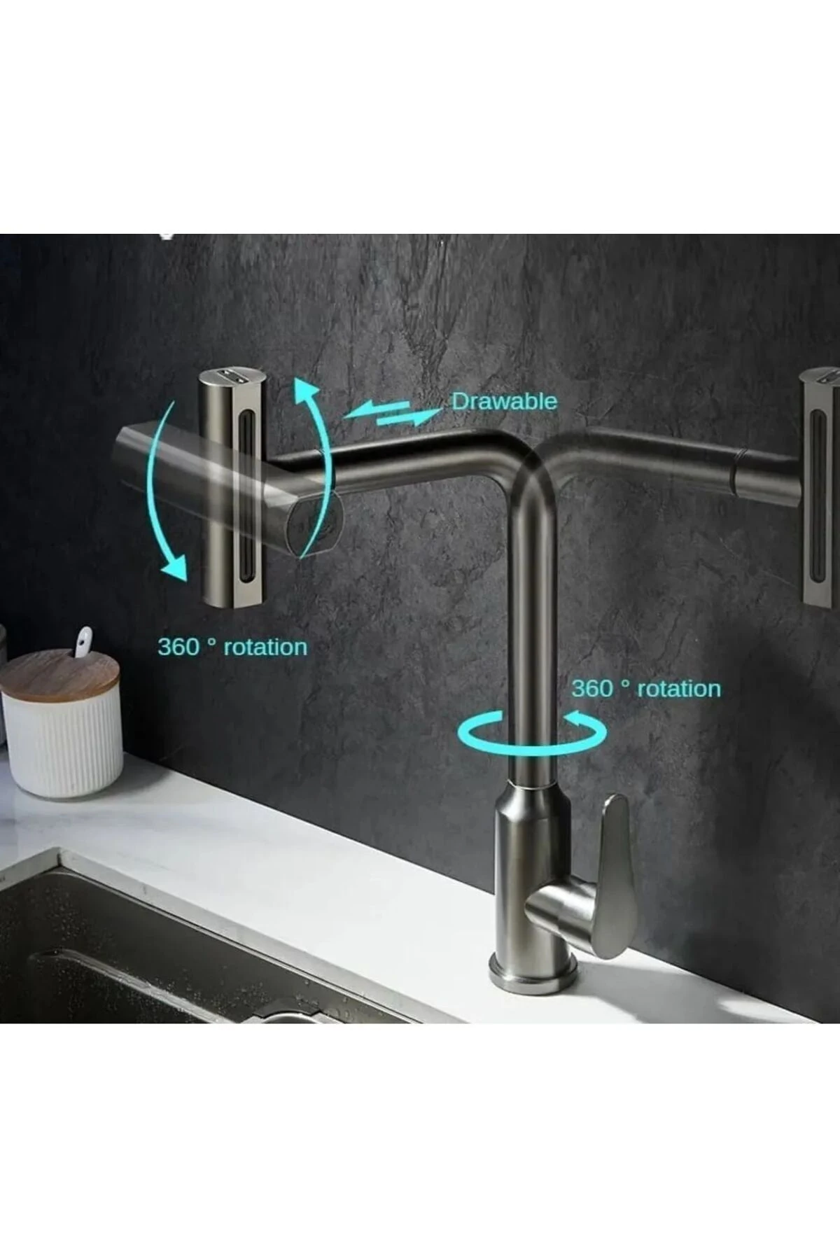 Fleko Çok Modlu Spiralli Mutfak Evye Bataryası Şelale Yağmurlama Fonksiyonel