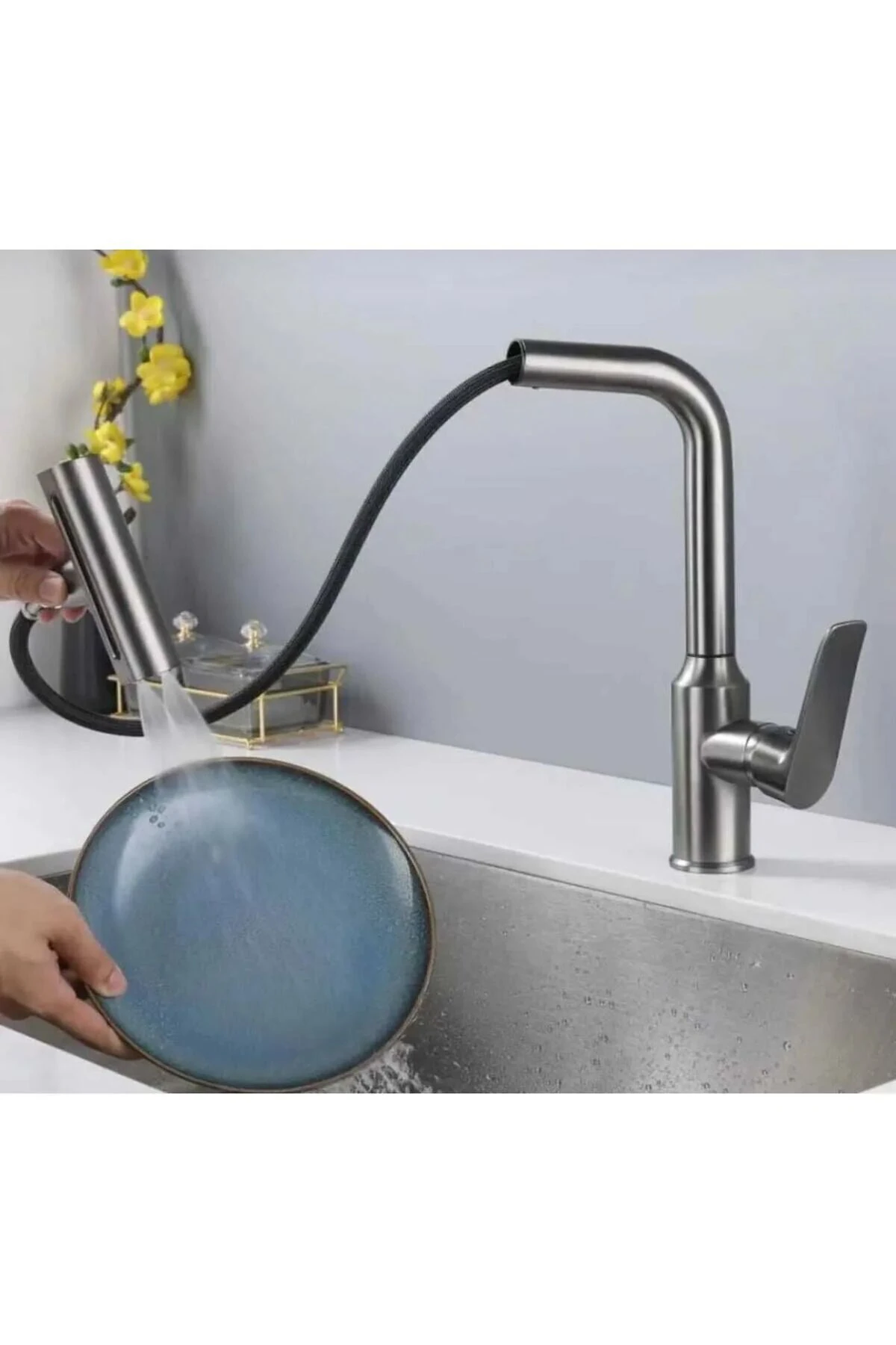 Fleko Çok Modlu Spiralli Mutfak Evye Bataryası Şelale Yağmurlama Fonksiyonel