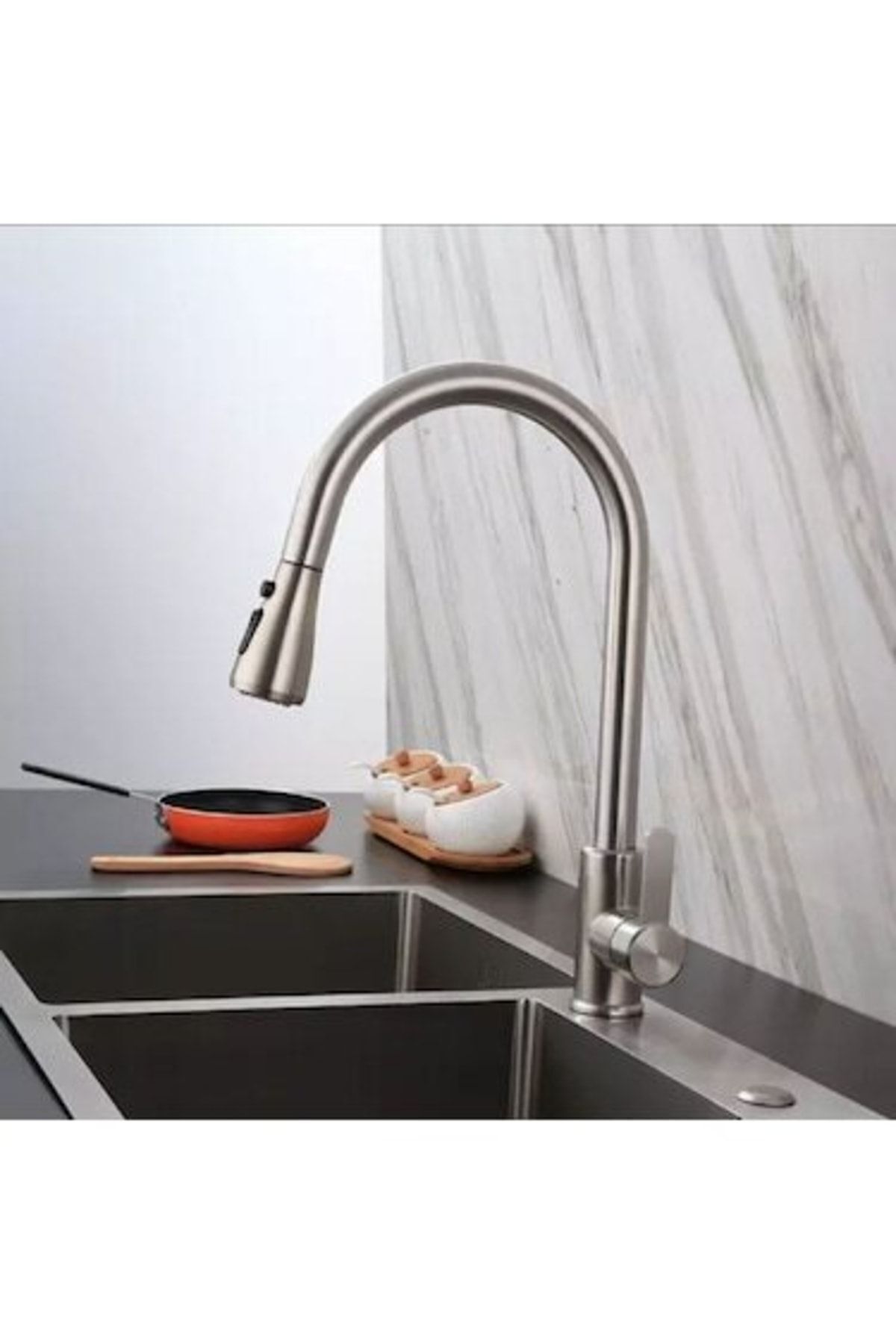 Fleko Inox Spiralli Mutfak Evye Bataryası Paslanmaz Çelik