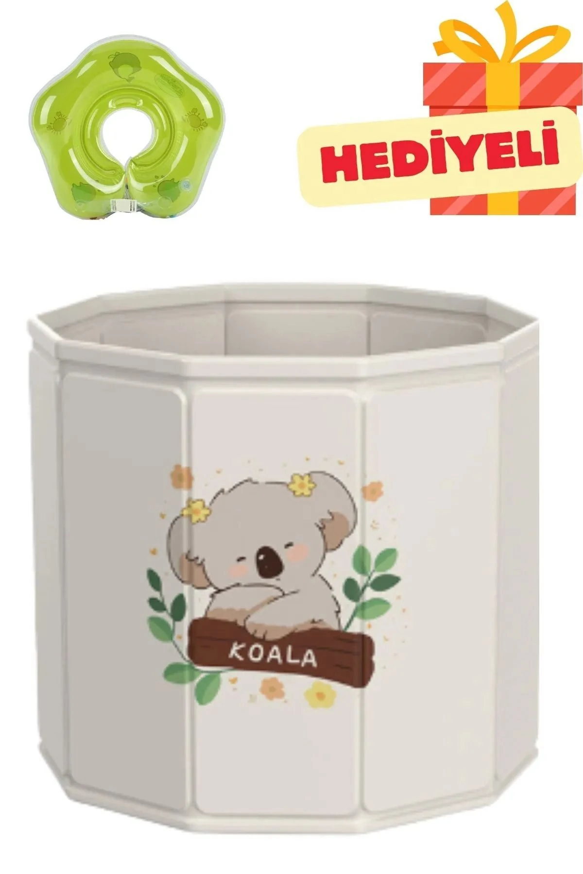 Koala Desenli Plastik Çocuk Küveti / Oyun Havuzu(Portatif Bebek Banyo Havuzu)+boyun simidi HEDİYELİ