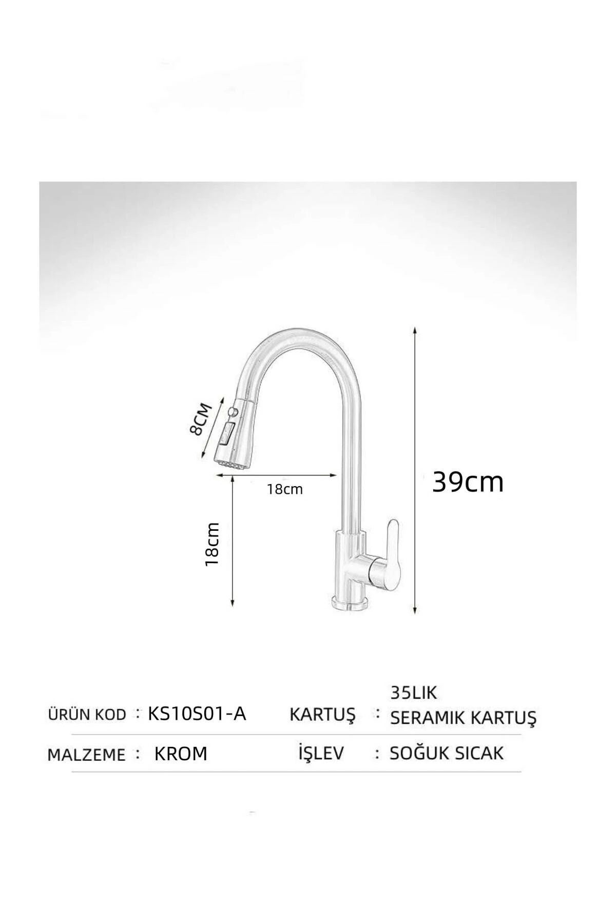 Musluk Mutfak Krom Spallı Evıye