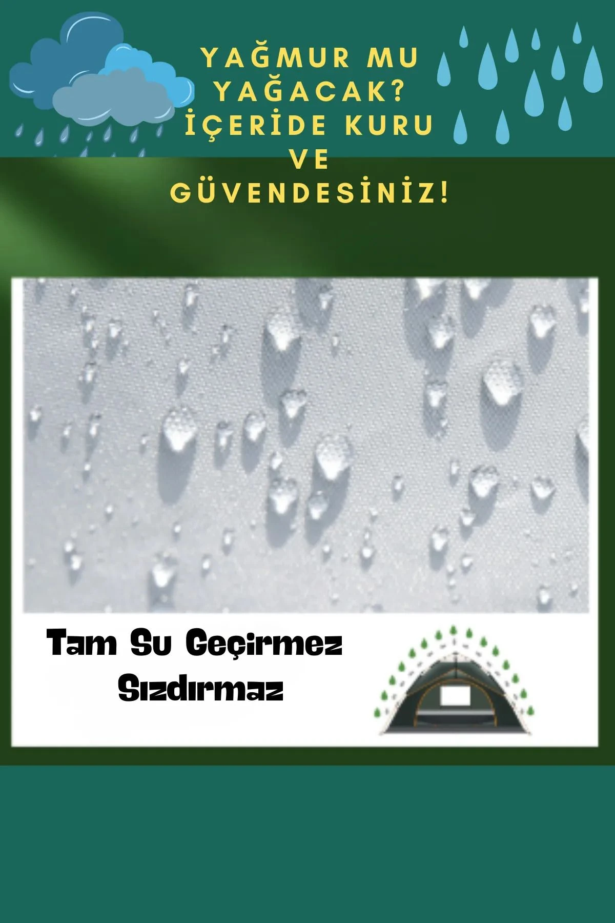 Hızlı Kurulan Otomatik Kamp Çadırı 2 Kişilik | Uv Koruma Kaliteli Meltblown Su Geçirmez Kumaş