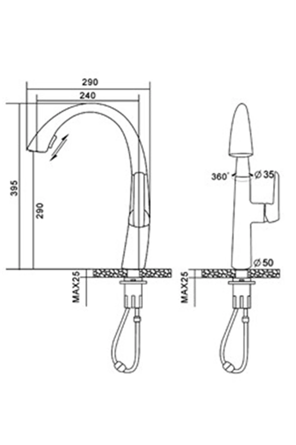 Energy Spiralli Evye Bataryası Gizli Spiralli Lavabo Bataryası