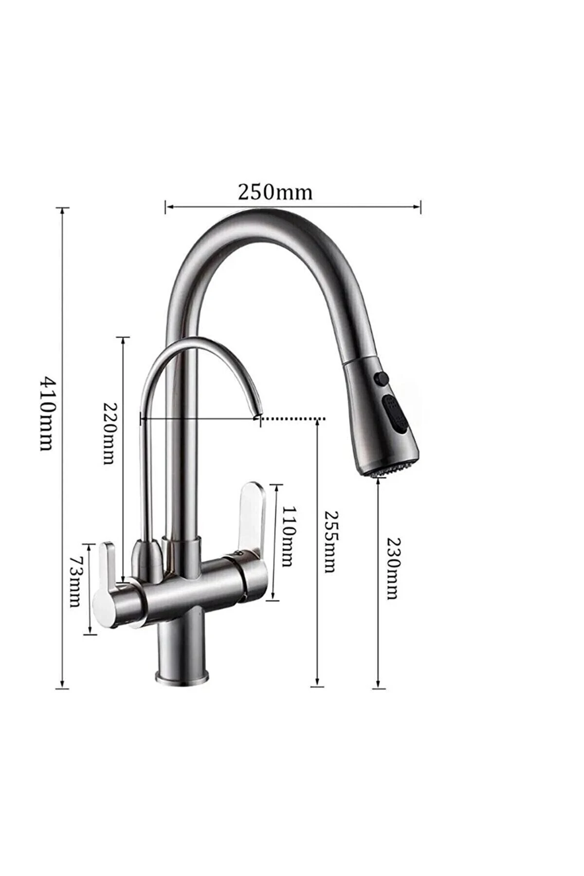 Krom Uzayan Spiralli Arıtmalı Mutfak Bataryası