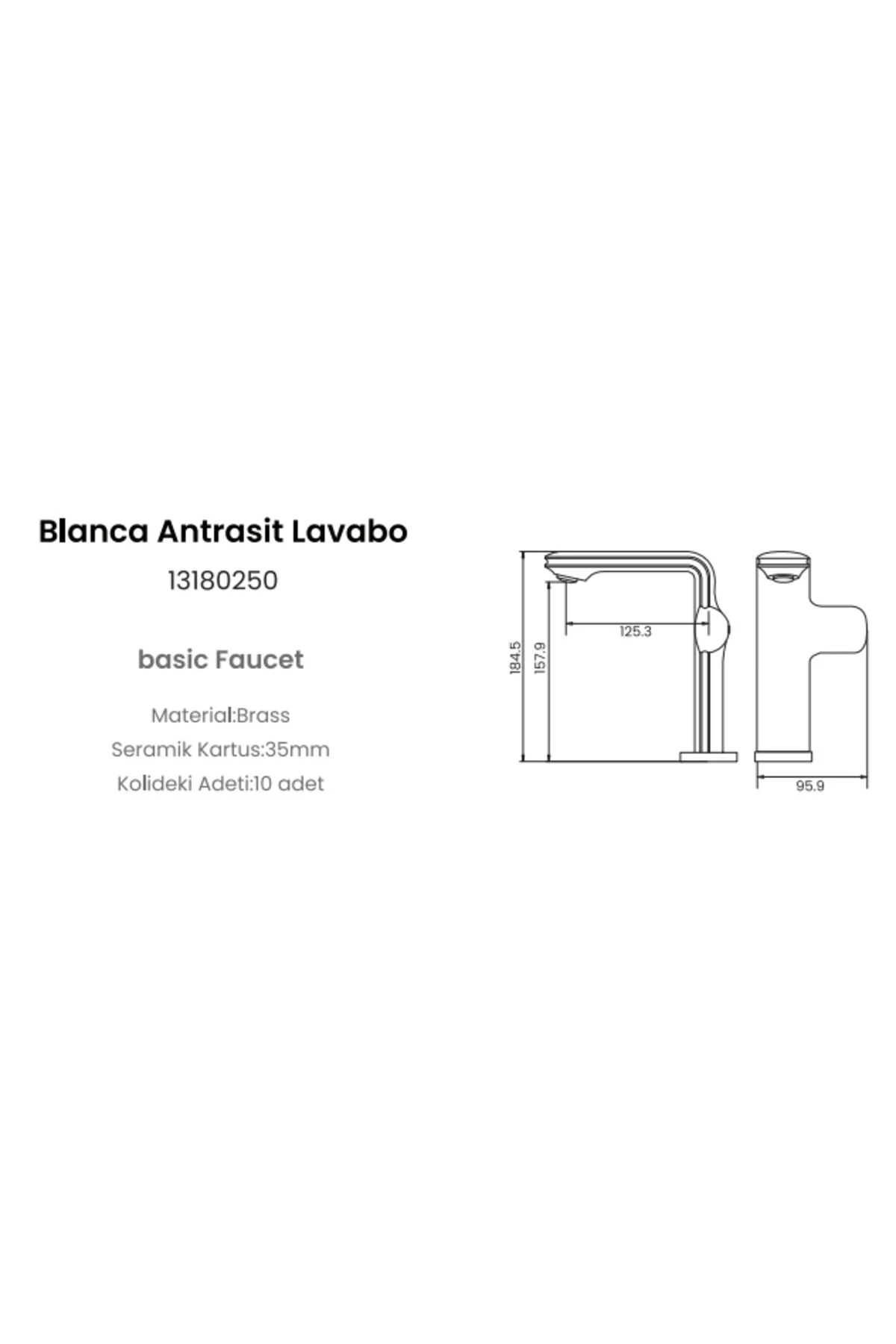 Blanca Antrasit Lavabo Bataryası